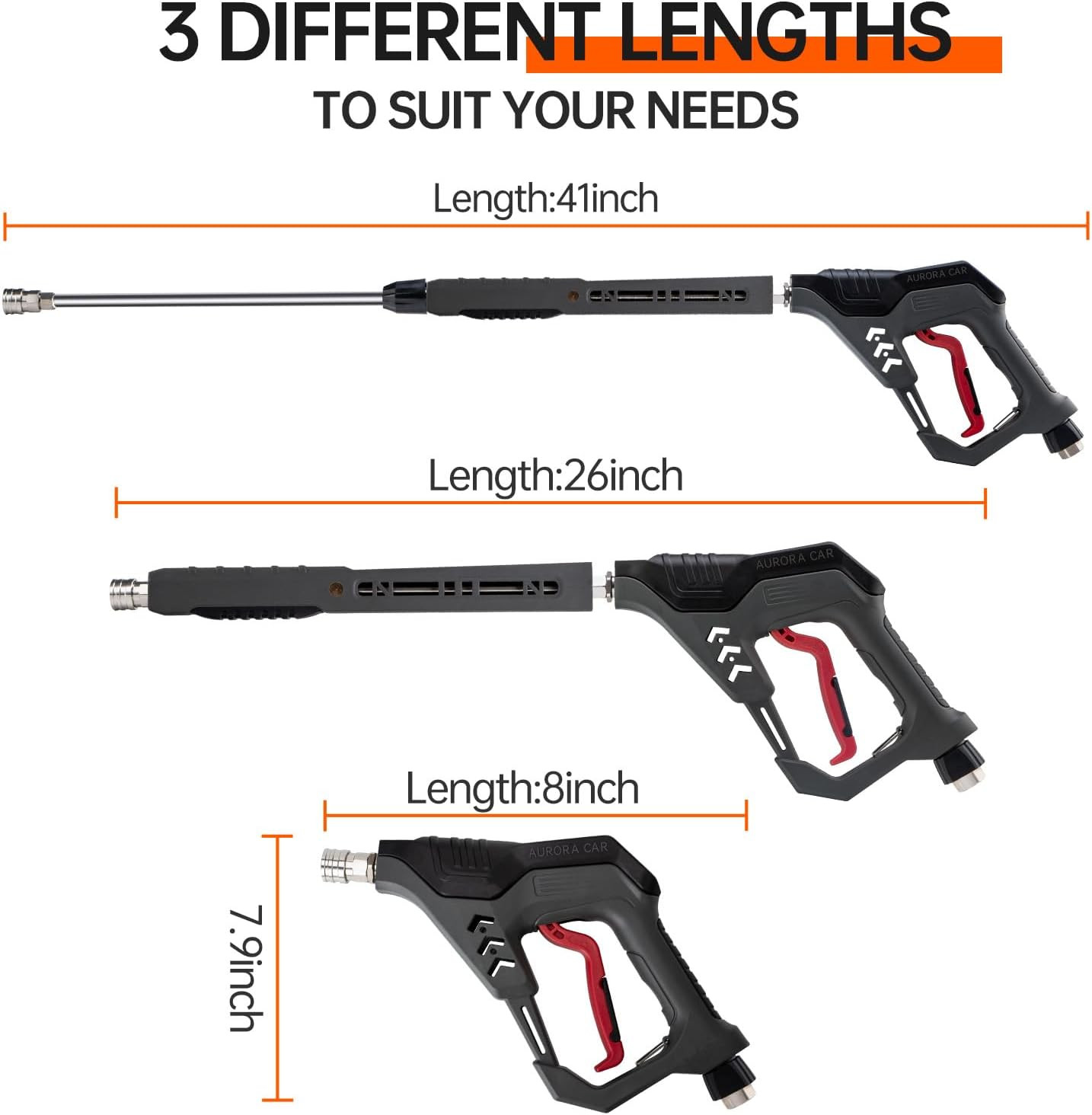 Pressure Washer Gun with Swivel, with Replacement Wand Extension, with M22 14Mm