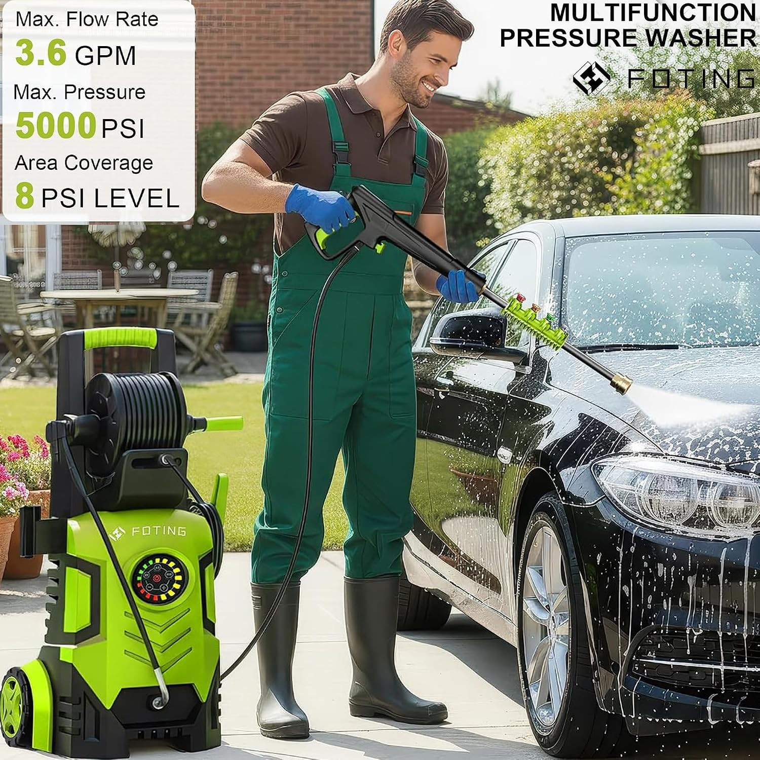 2026New Pressure Power Washer 5000PSI with Adjustable Touch Screen 8 Level, 34″