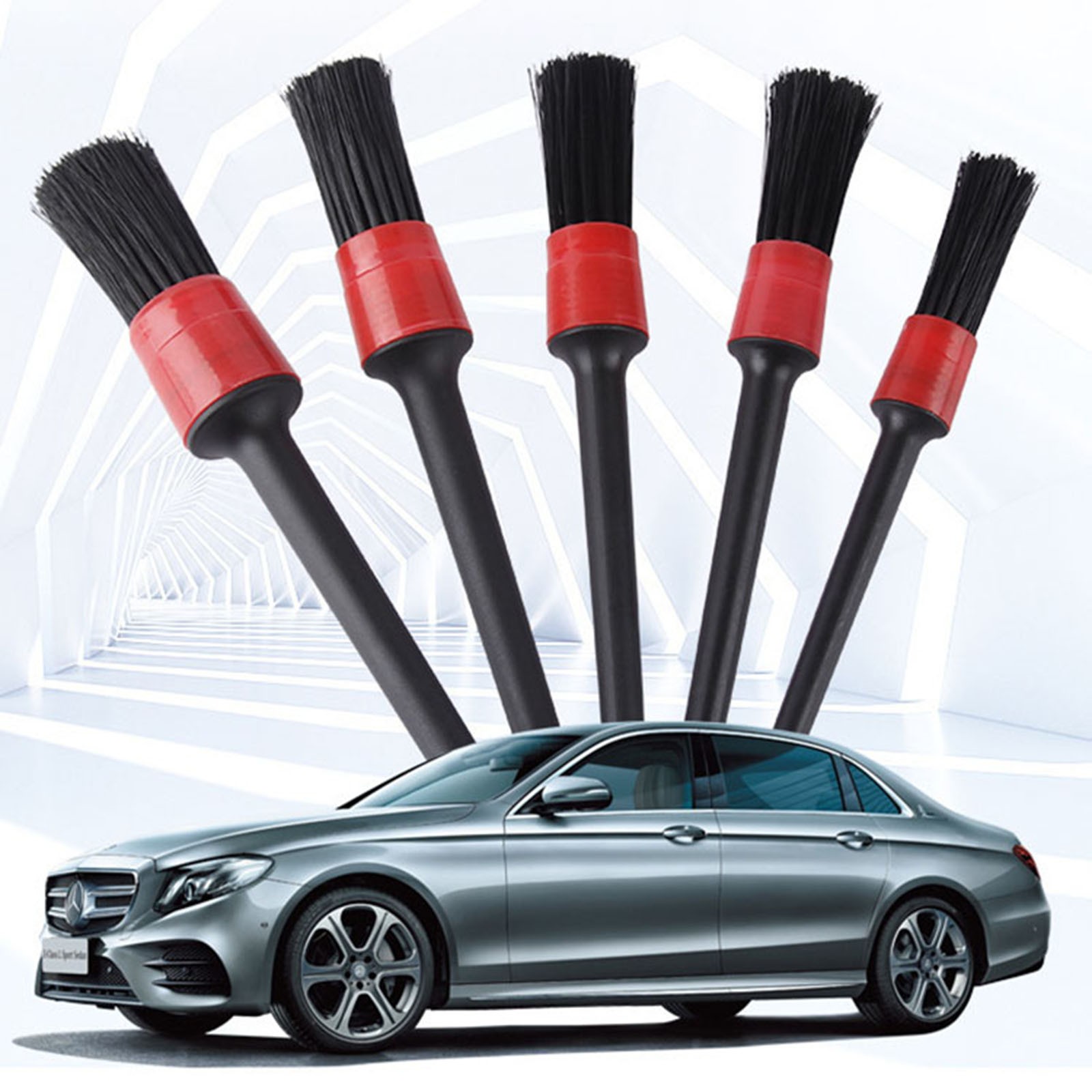 Car Detail Brush Cleaning Brush 5-Piece Bristles Wheel Hub Interior Accessories
