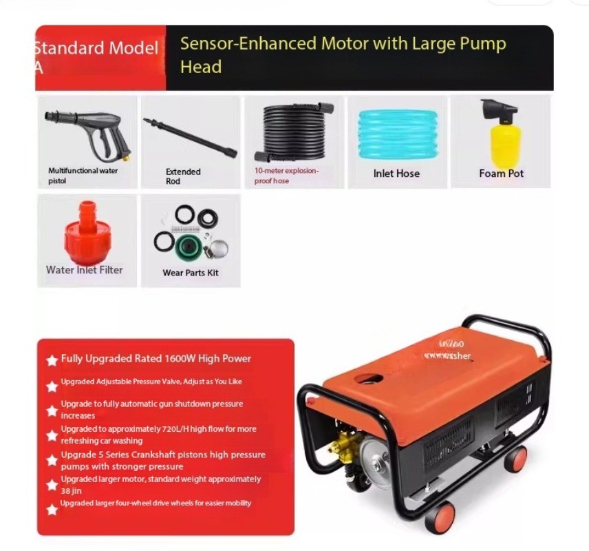 220V Home Car Wash Machine High Pressure Water Pump High Power Washer Brush