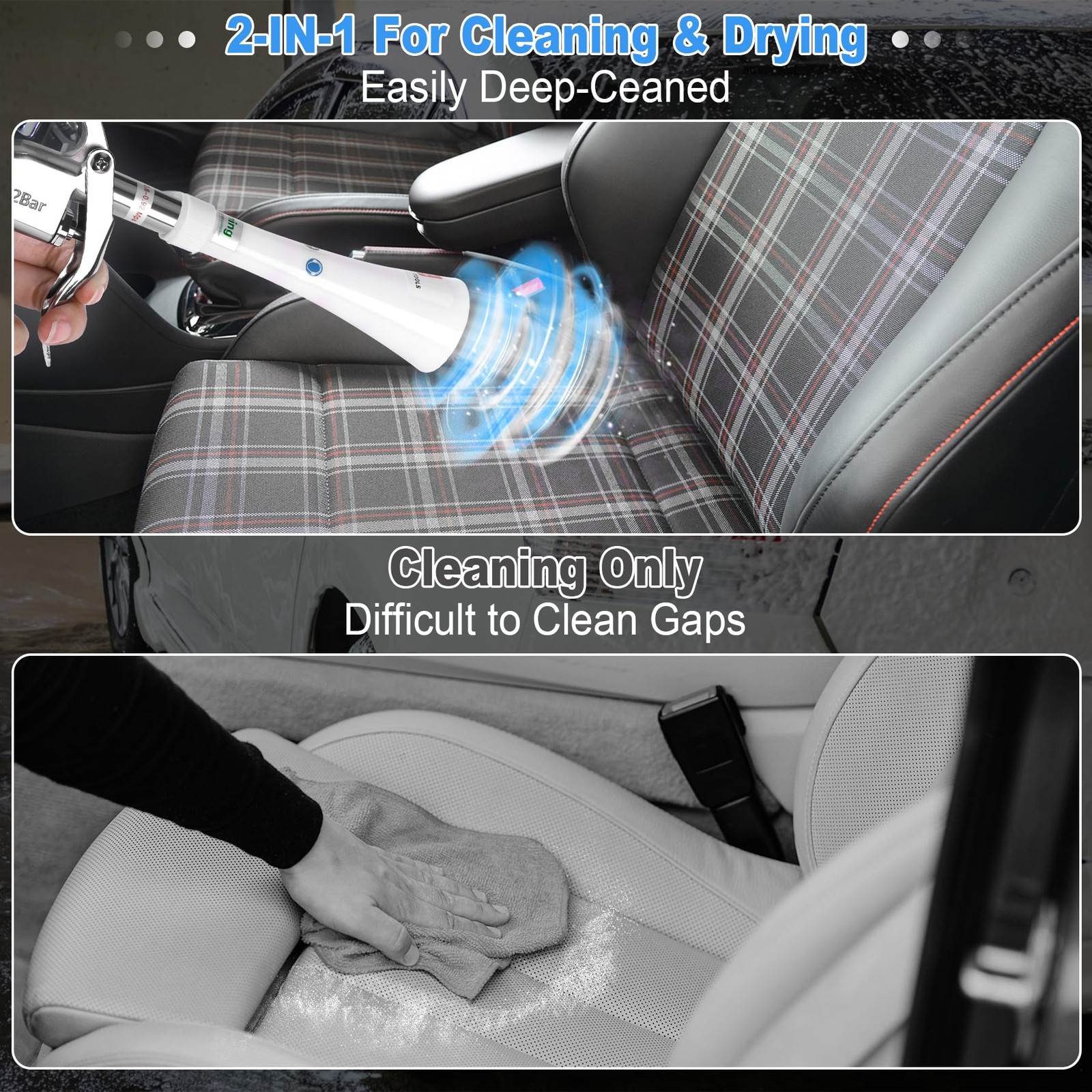 phepetroll Air Blow Gun Car Detailing Dry Cleaning Soft Hose -1 Nozzle, White