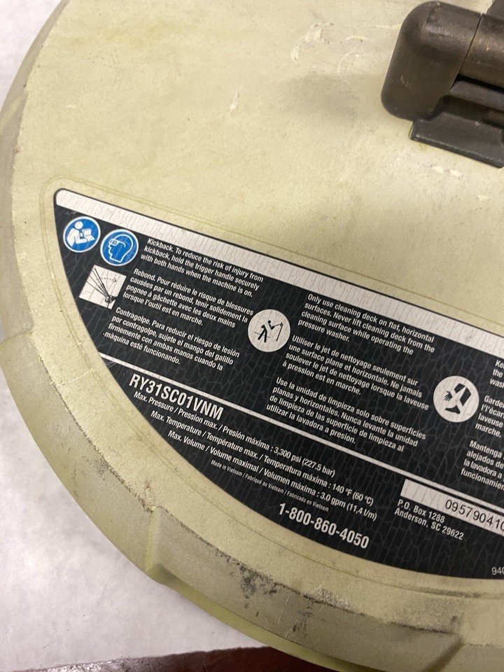 Ryobi RY31SC01 15 in. 2500 – 3300 PSI Surface Cleaner For Gas Pressure Washer