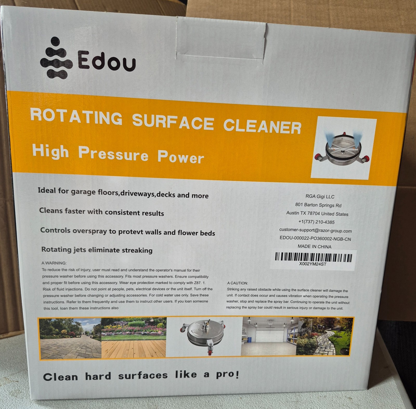 Edou Direct Surface Cleaner with Wheels & Wand +