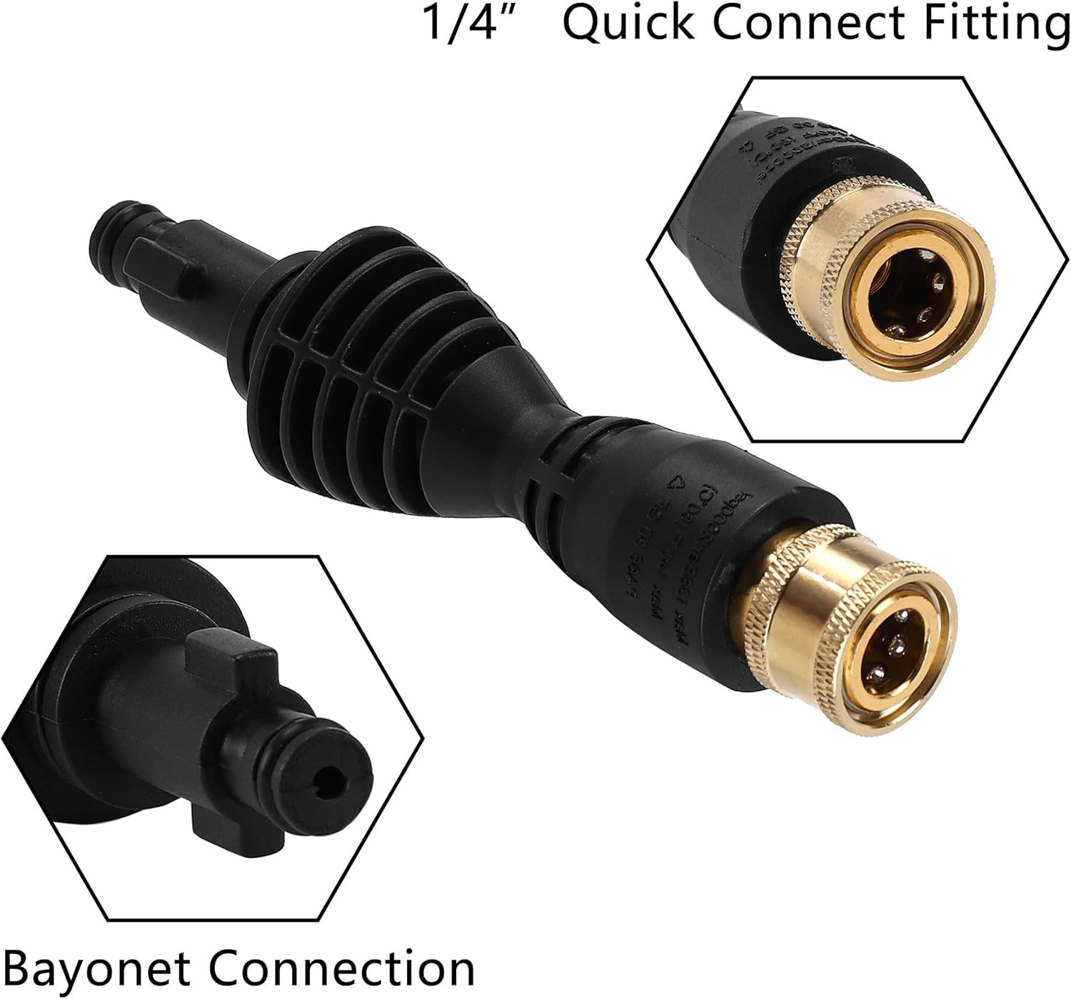 Lightweight PA66 Pressure Washer Adapter Kit – 5 Nozzles & Quick Connect Feature