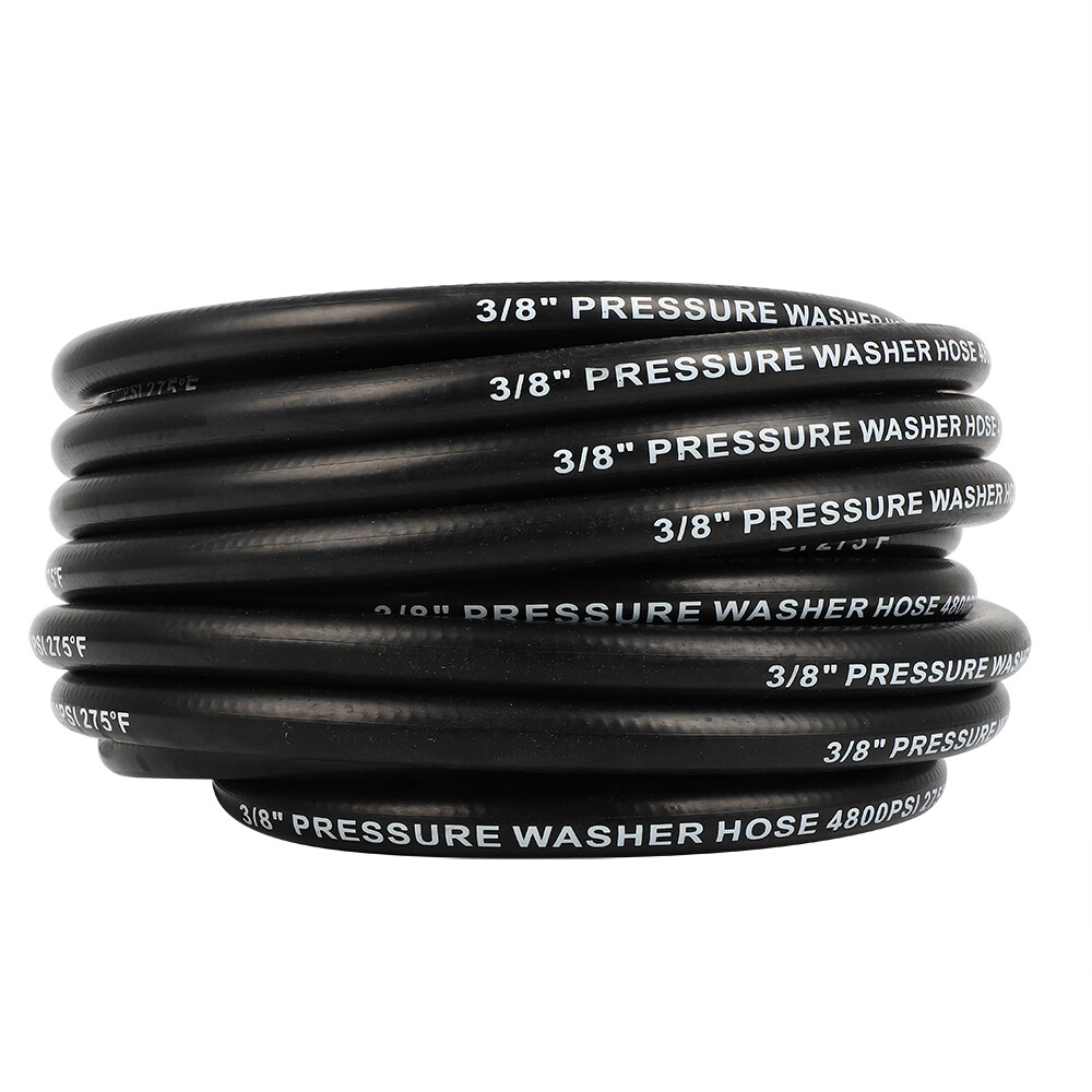 50FT x 3/8″ Hot High Pressure Washer Extension Hose Black Non-Marking 5000 psi