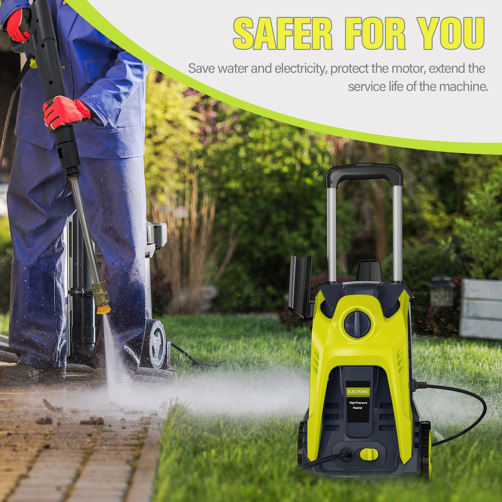 Pressure Washer 4200PSI 2.0GPM, Compact Cleaning Power, 4 Nozzles, for Home