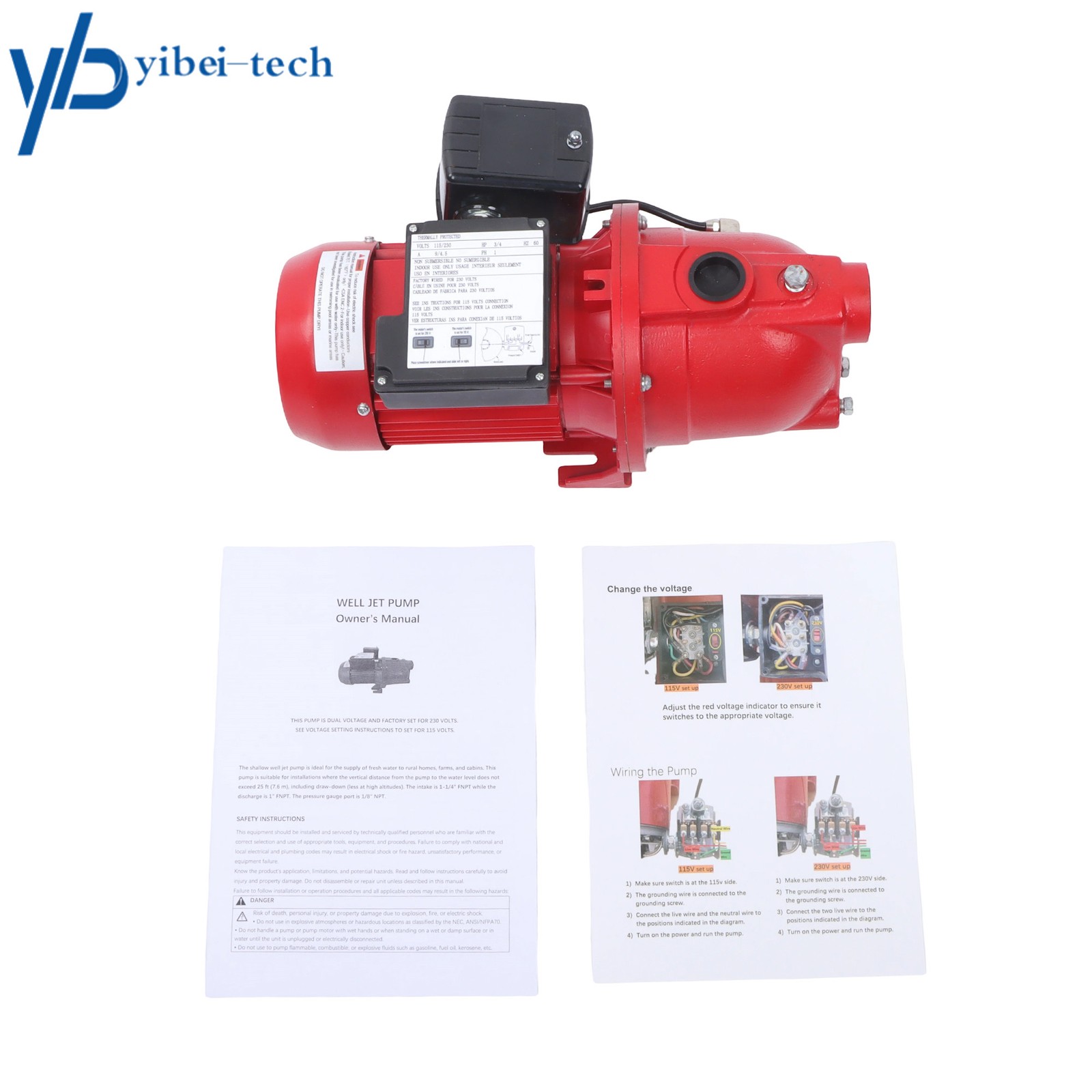 Red 97080701 3/4 HP, 13 GPM Dual Voltage (115/230 Volts) Shallow Well Jet Pump