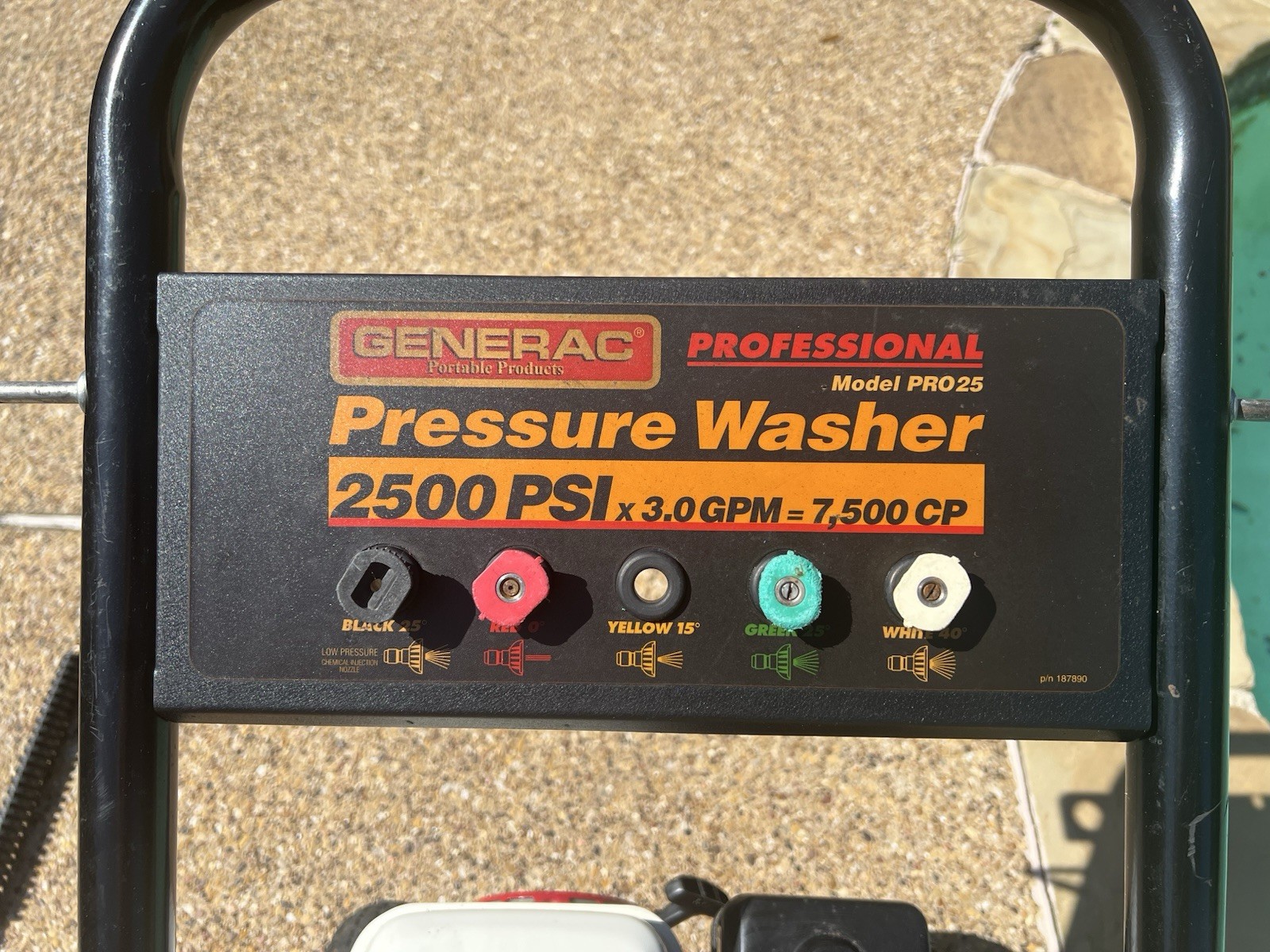 Generac Professional pressure washer with Honda GX200 6.5 HP engine.