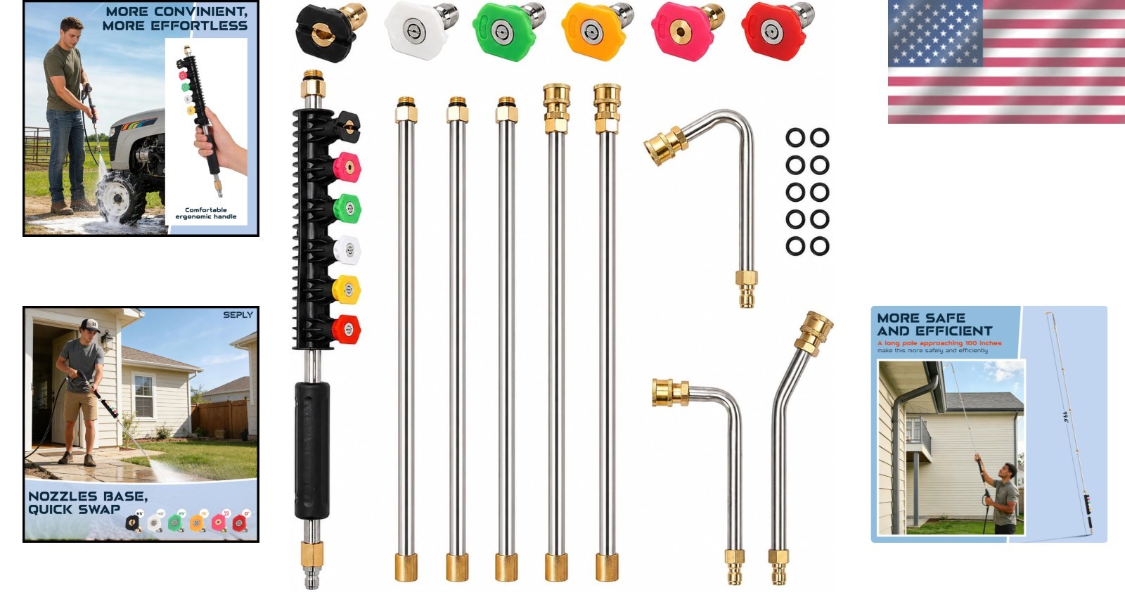 Complete Pressure Washer Extension Set: 9 Wands, 4000 PSI for Ultimate Cleaning