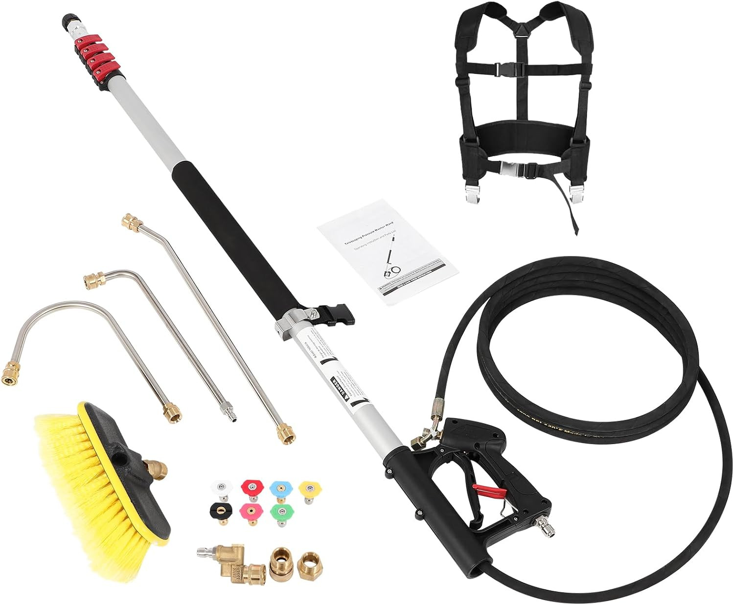 Telescoping Pressure Washer Wand, 24FT Power Washer Extension Wand with 7 Spray