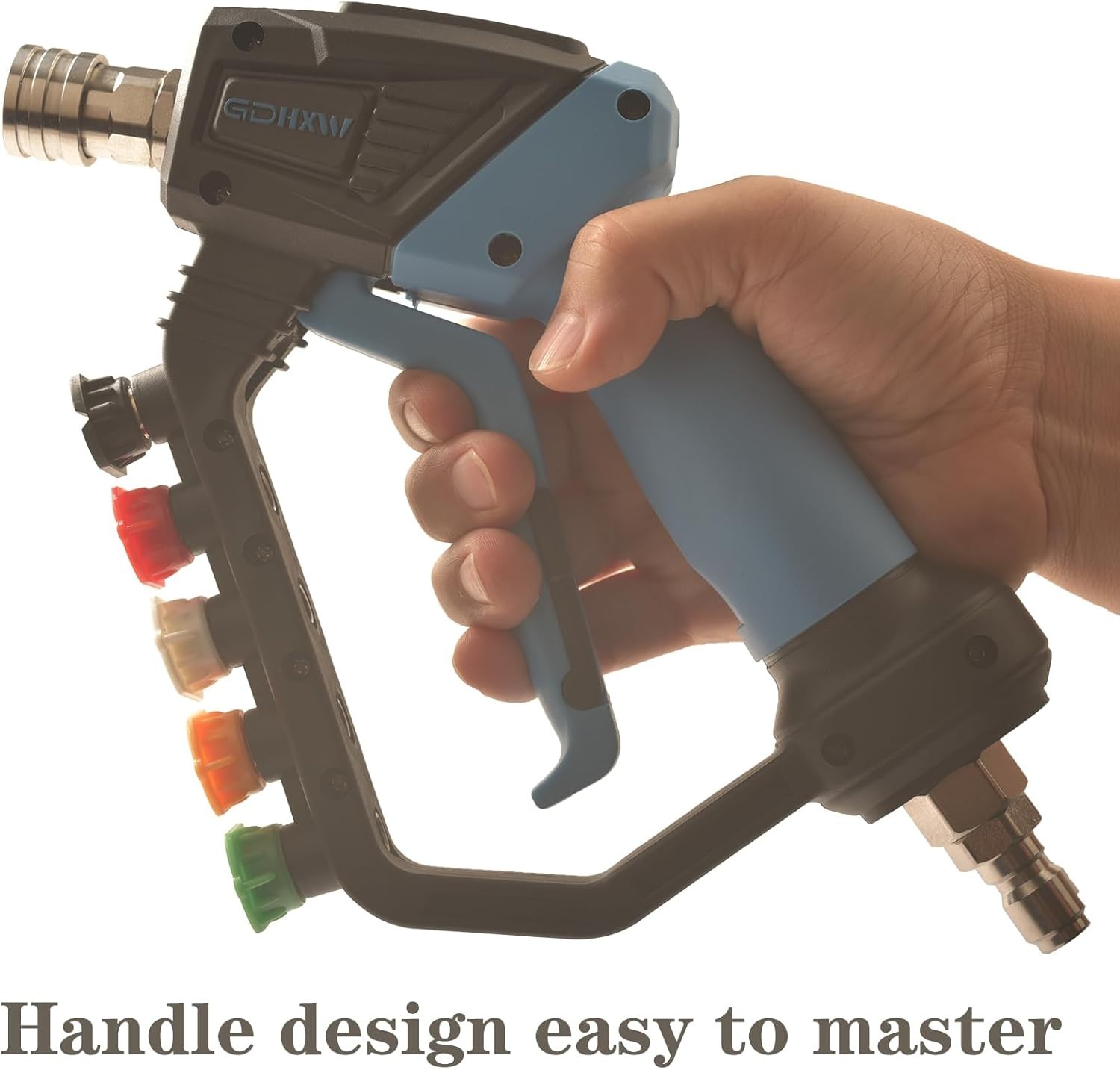 Short Lightweight Pressure Washer Gun – 5000 PSI with 5 Nozzle Loss Prevention