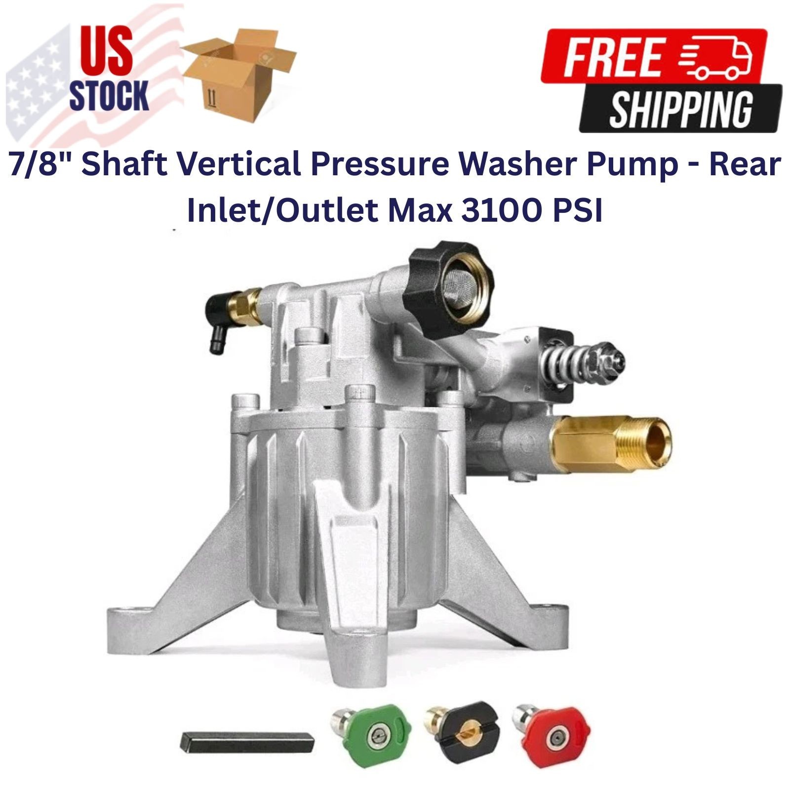 7/8″ Shaft Vertical Pressure Washer Pump – Rear Inlet/Outlet Max 3100 PSI