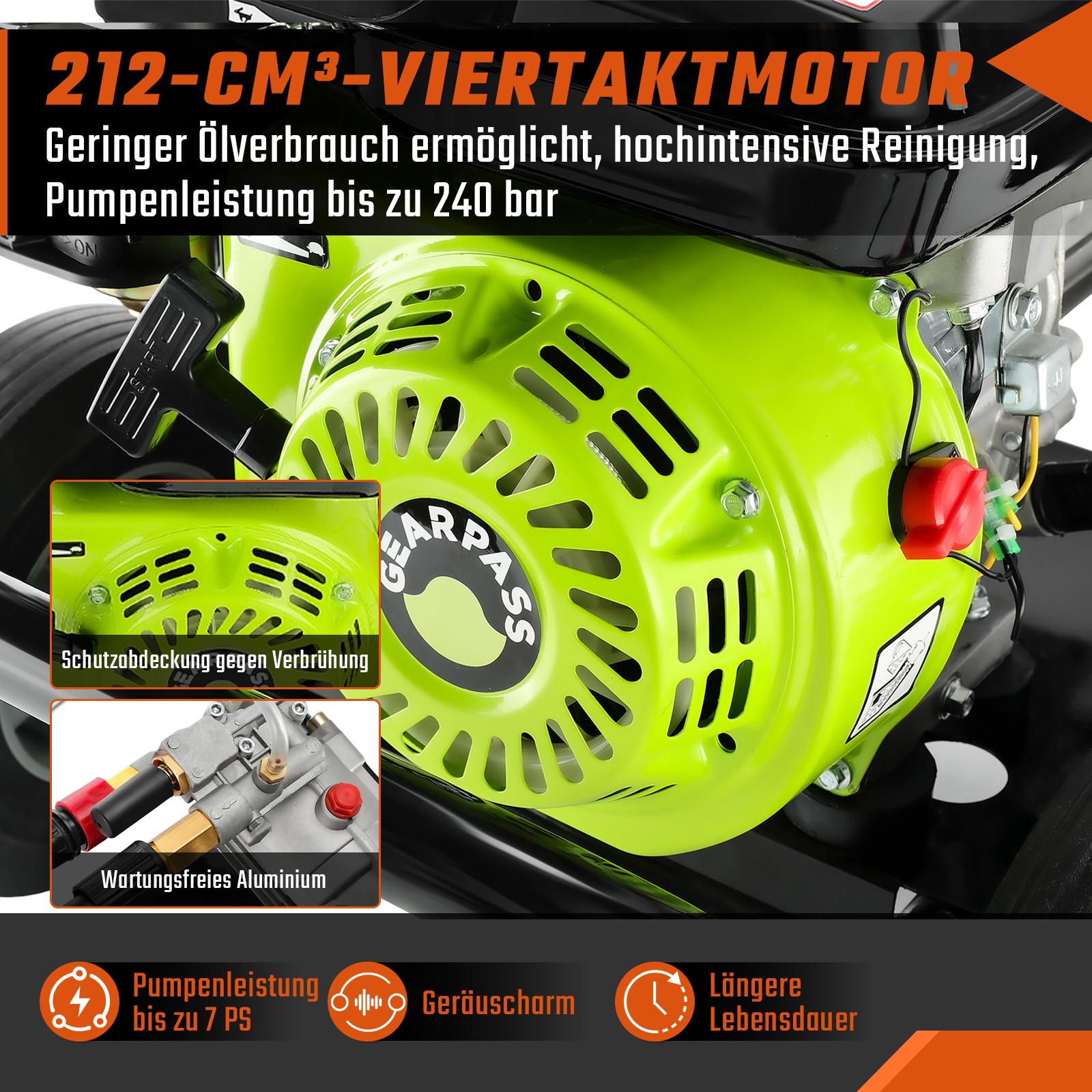 3500PSI Gas Pressure Washer Cold Water Gas Powered Washer 2.6GPM 212cc 5Nozzles
