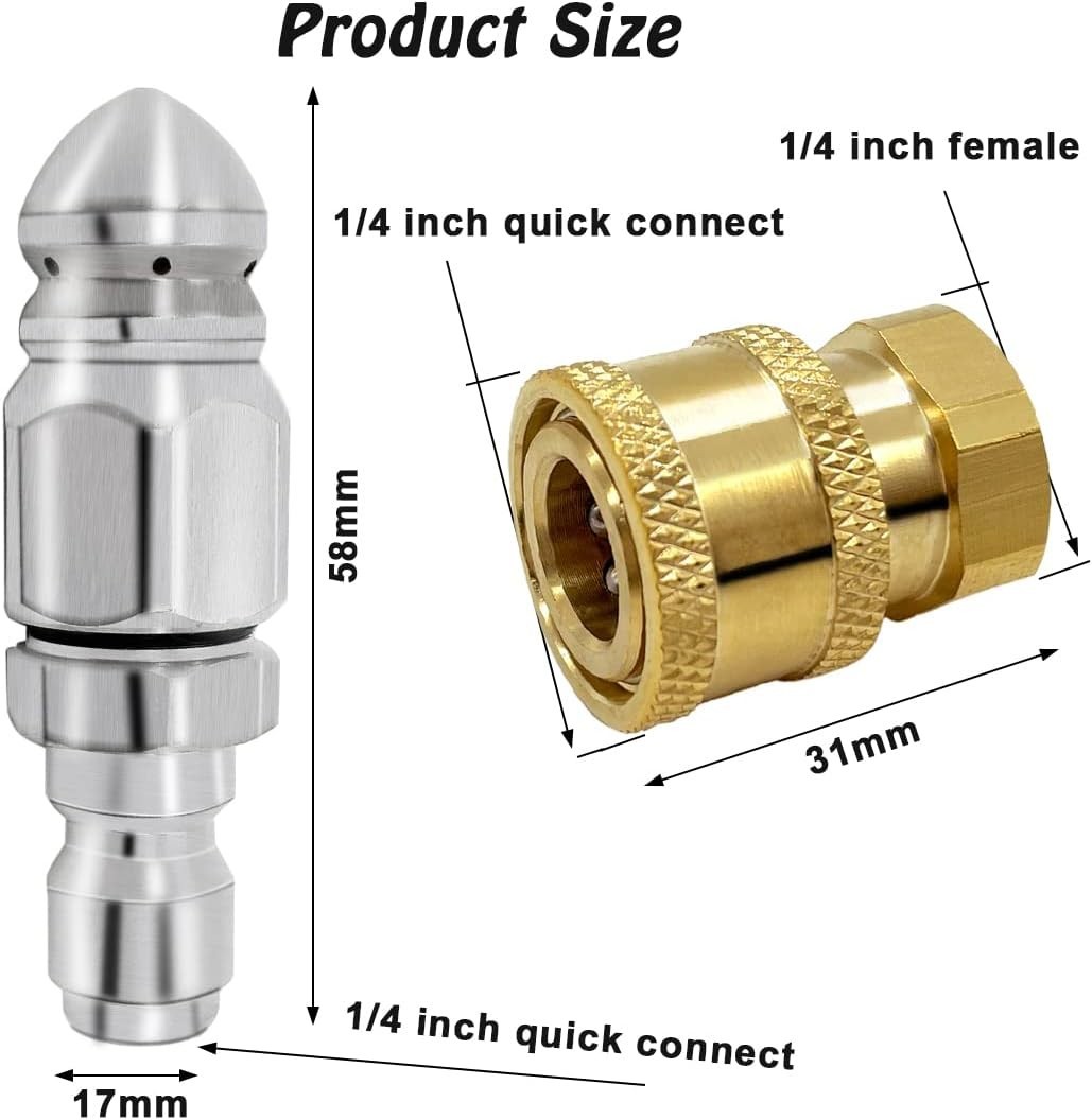 Efficient 2 Pack Pressure Washer Jet Nozzle Set, 5000 PSI, Quick Connect Design