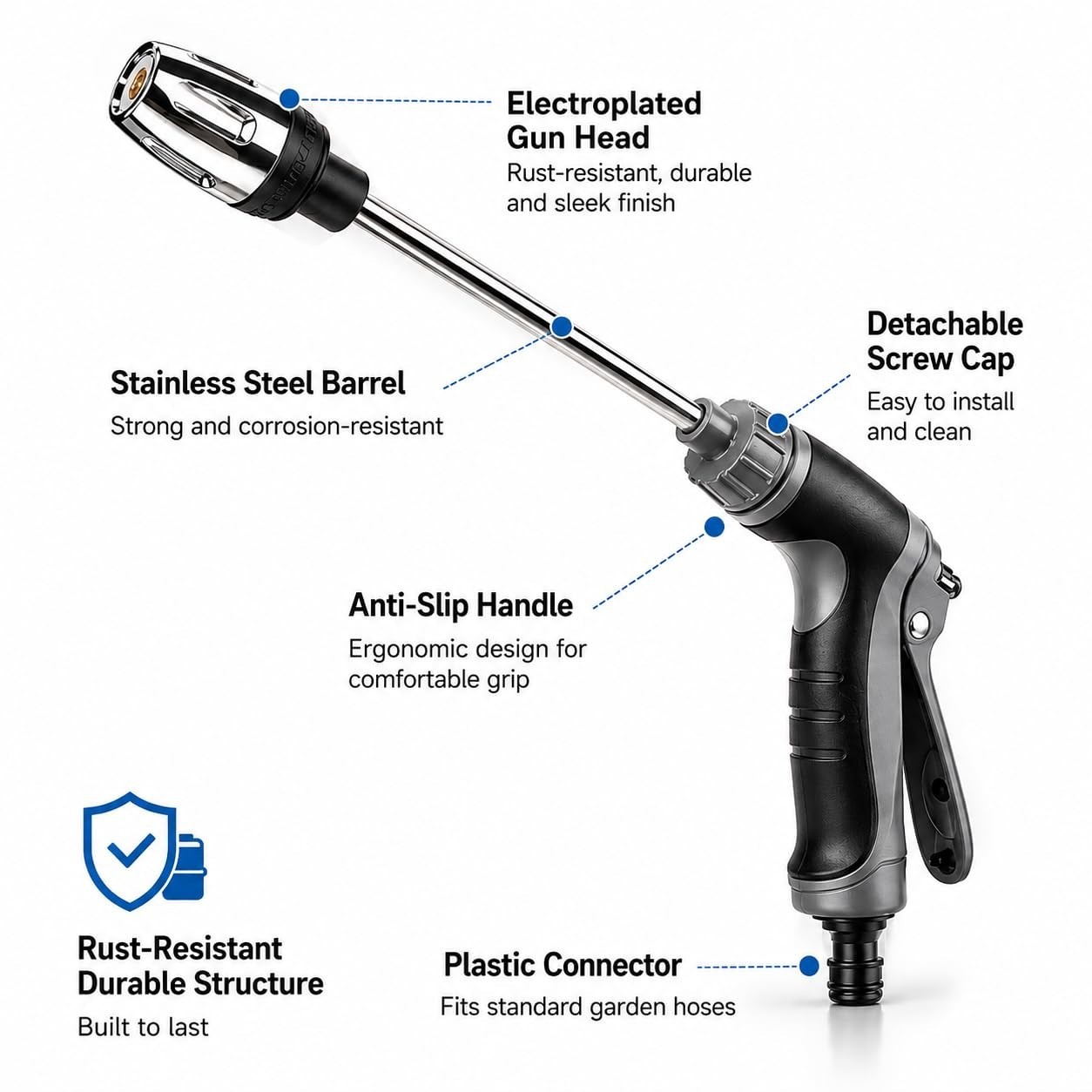 High Pressure Washer Spray Gun for Garden Hose, Hydro Jet Wand with Foam Bottle,
