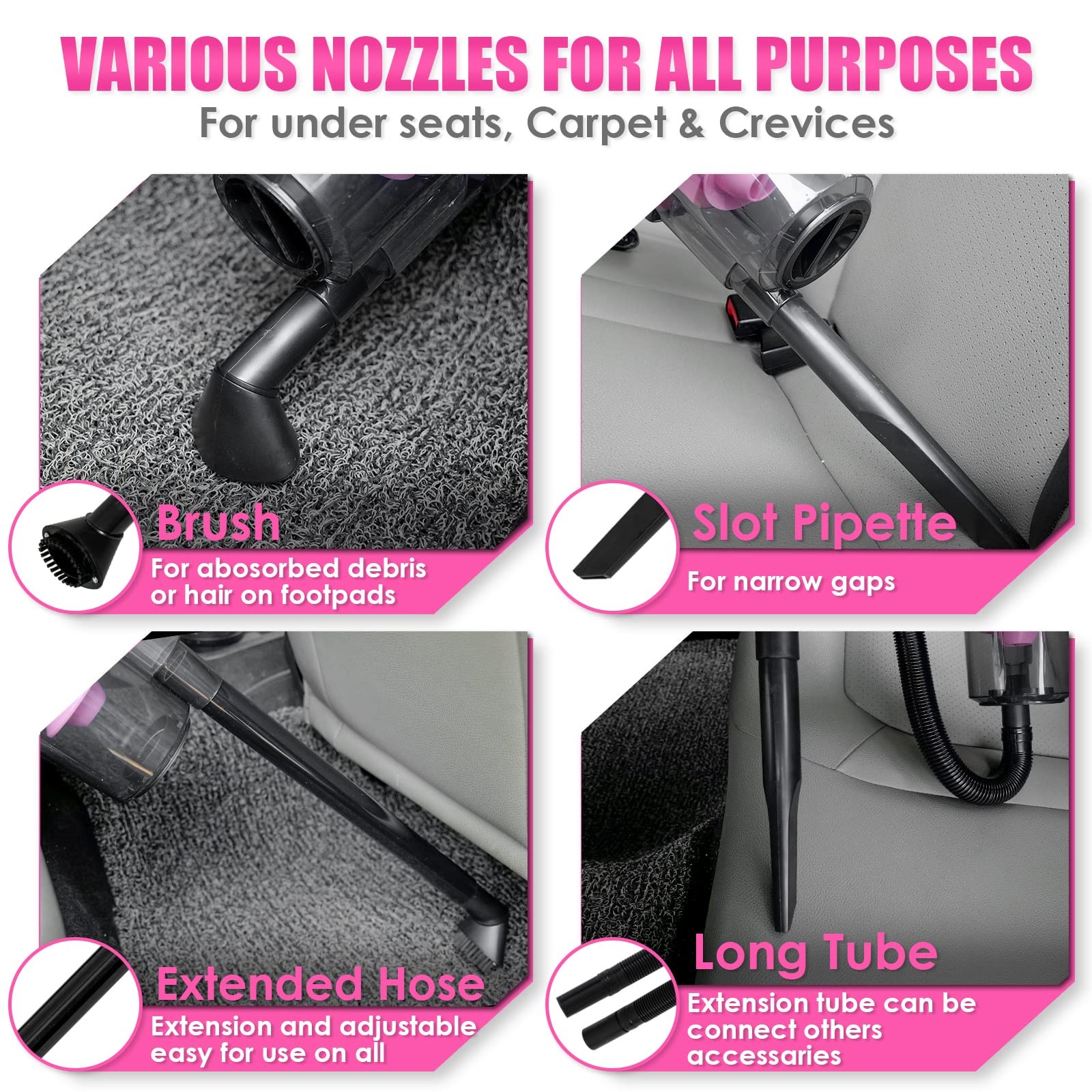 Viewsun 17pcs Car Cleaning Kit, Pink Interior Detailing Kit 17PCS,