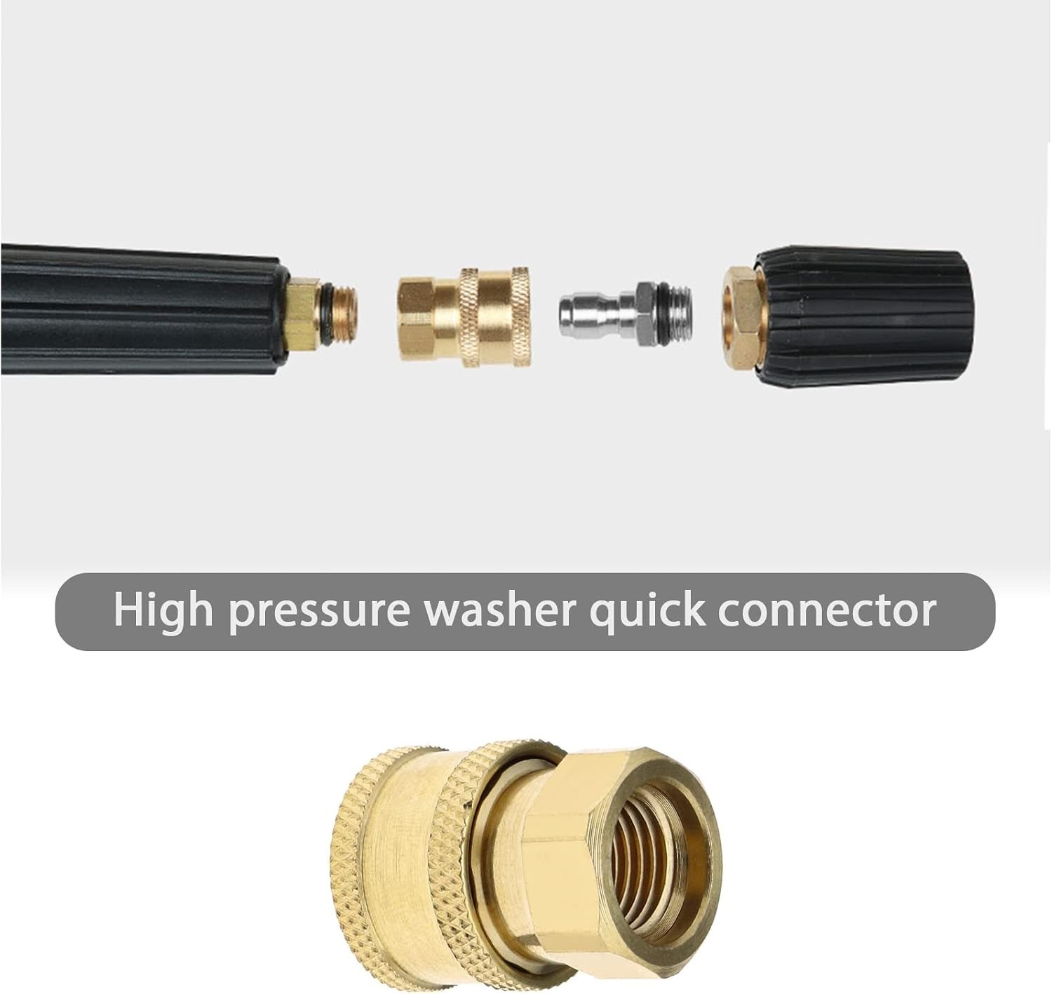 Set of 2 Pressure Washer Adapter 1/4 Inch Quick Connector to M14 Thread Fitti…
