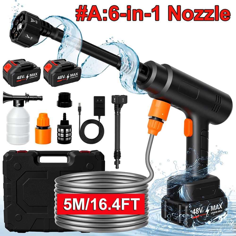 Portable Cordless Electric High Pressure Water Spray Gun Car Washer Cleaner Tool