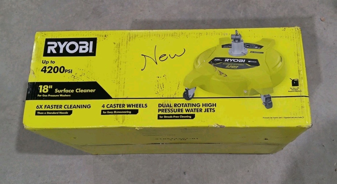 RYOBI 18″ in. Up To 4200 PSI Quick Connect Pressure Washer Surface Cleaner – NEW