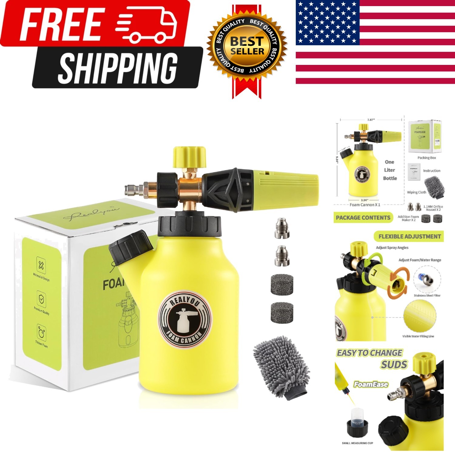 Foam Cannon up to 4500 PSI, Foam Cannon for Pressure Washer with 1/4” Quick …