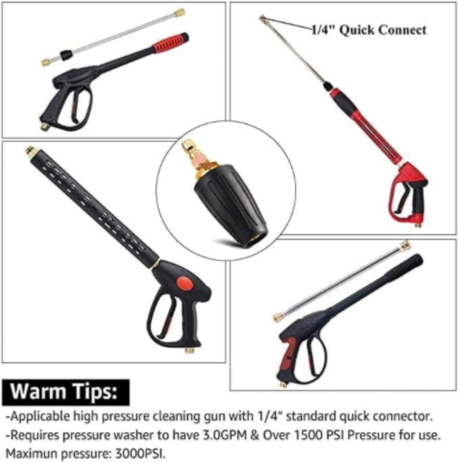 Versatile 4000PSI Turbo Nozzle with Quick Connect and 7 Tips for All Surfaces