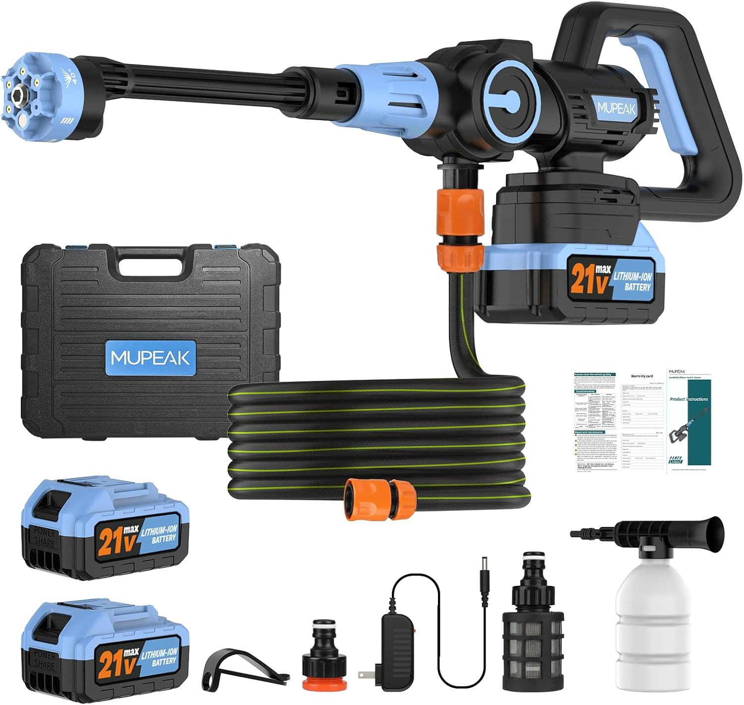 Brushless Cordless Washer, 1500Psl-Cordless Washer with 2 Batteries, 6-In-1 Nozz
