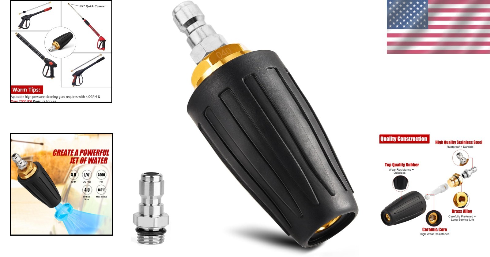 High-Pressure Turbo Nozzle with Quick Connect for Exceptional Cleaning Power