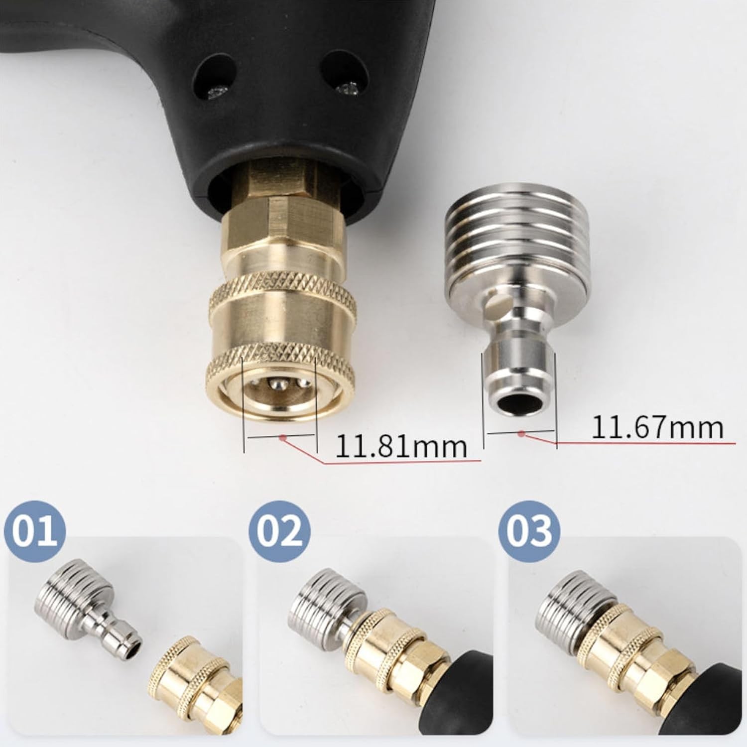 Stainless Steel Pressure Washer Tips Set – 3 Piece Quick Connect Nozzles for …