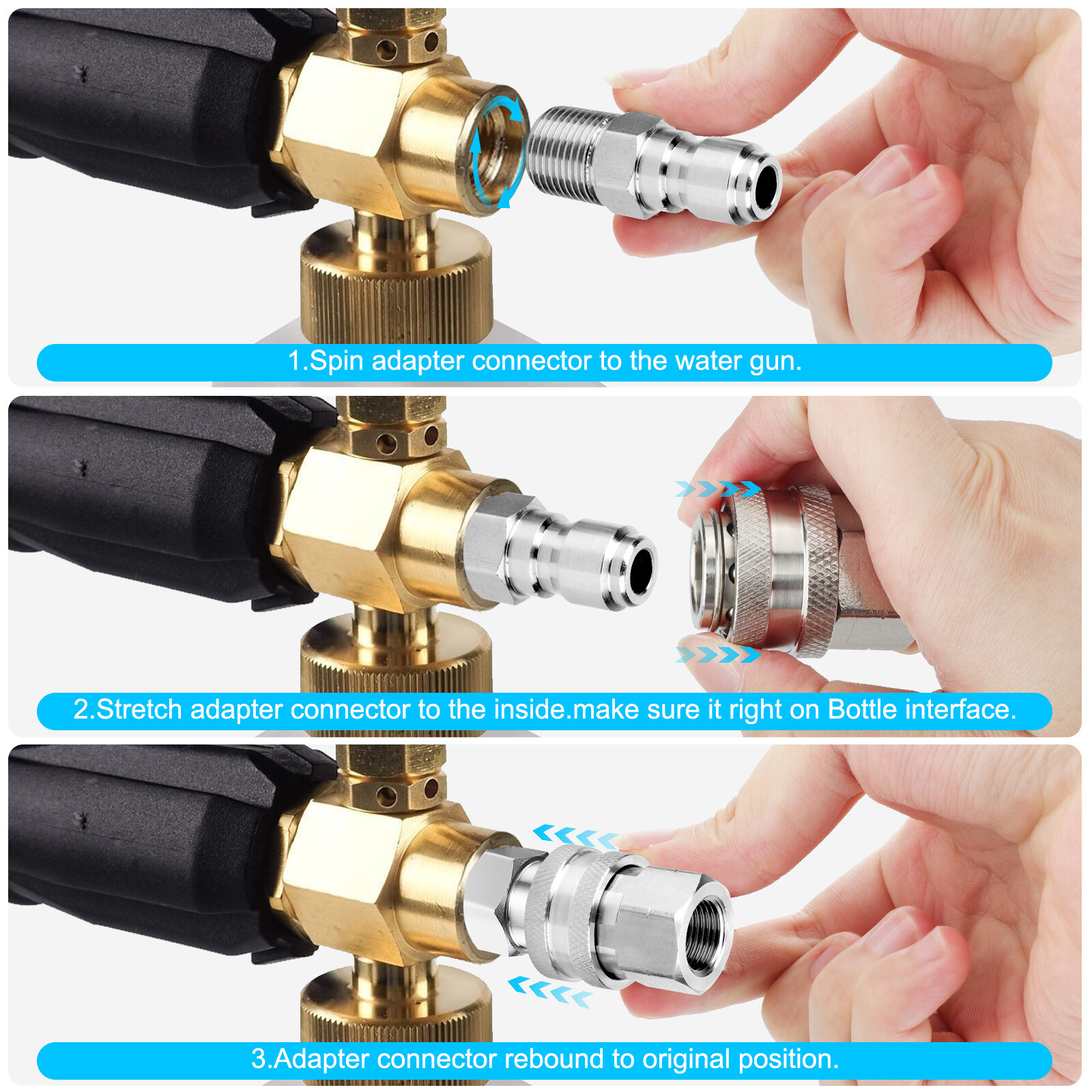 4Pcs NPT 3/8 Inch Pressure Washer Adapter Stainless Steel Quick Connect Fitting