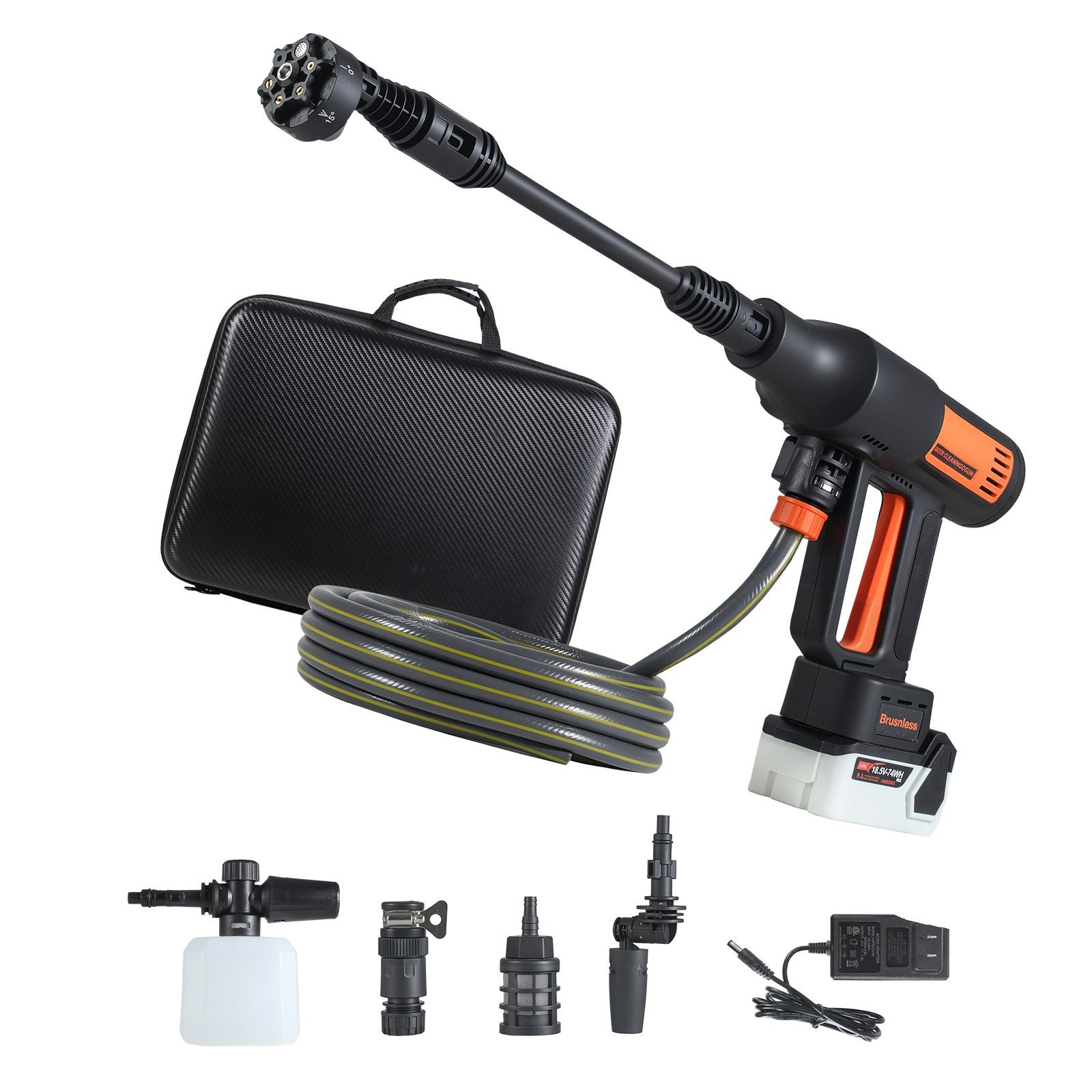 Brushless Motor Cordless Washer, 1200PSI, 8.5L/min, Bucket or Faucet Feed