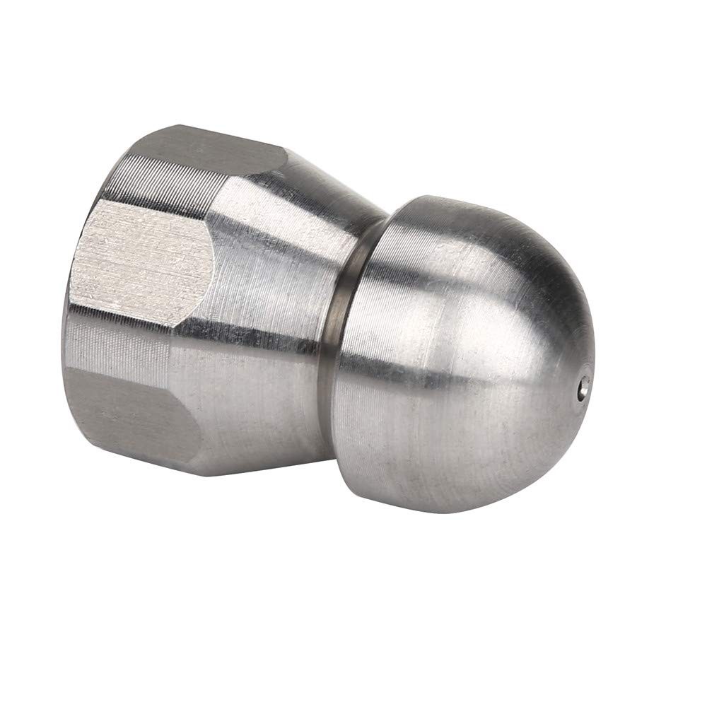 Stainless Steel Fixed Sewer Jet Nozzle, Button Nose 3/8” NPT Female 4.0 Orif…