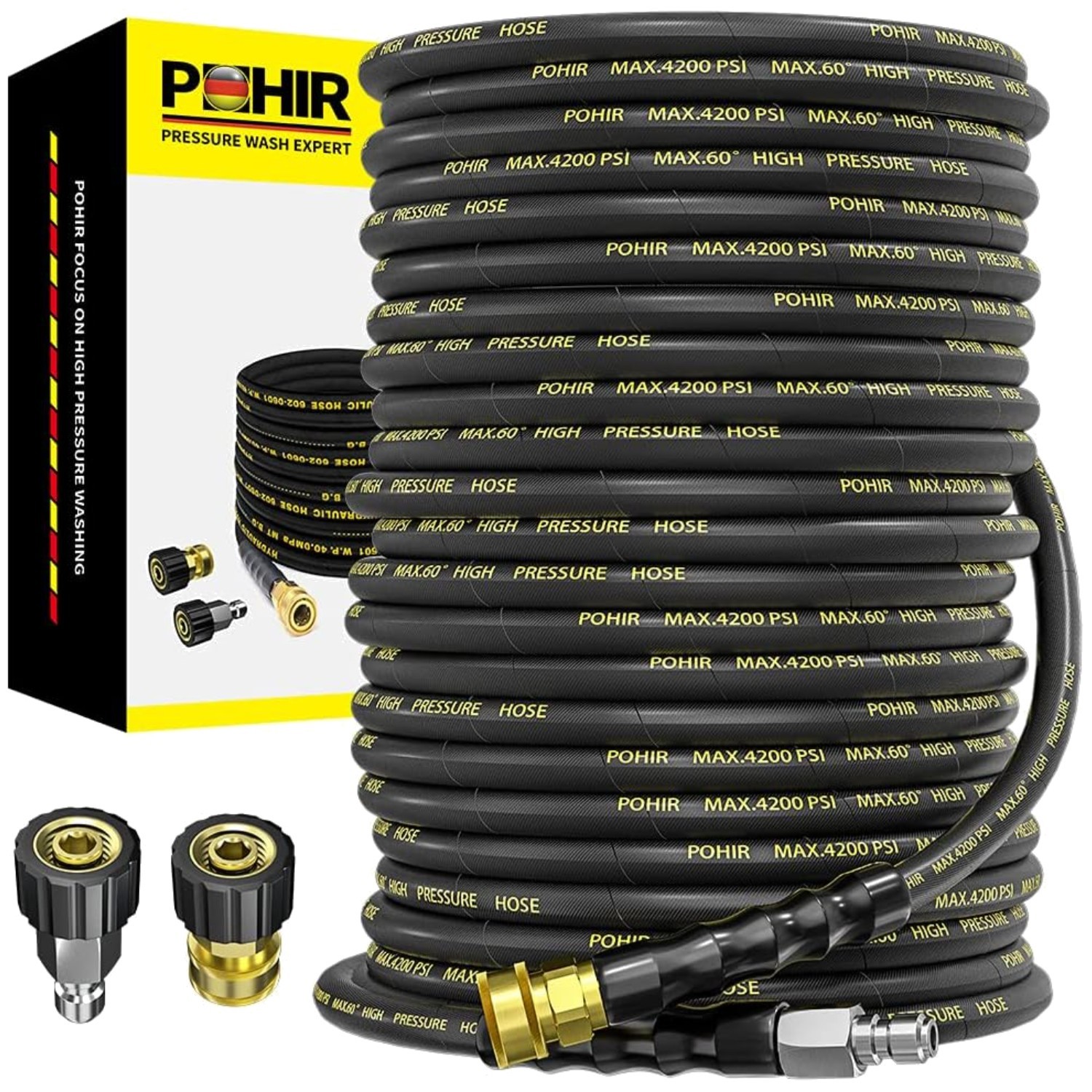 Durable 150ft Pressure Washer Hose, 4200 PSI