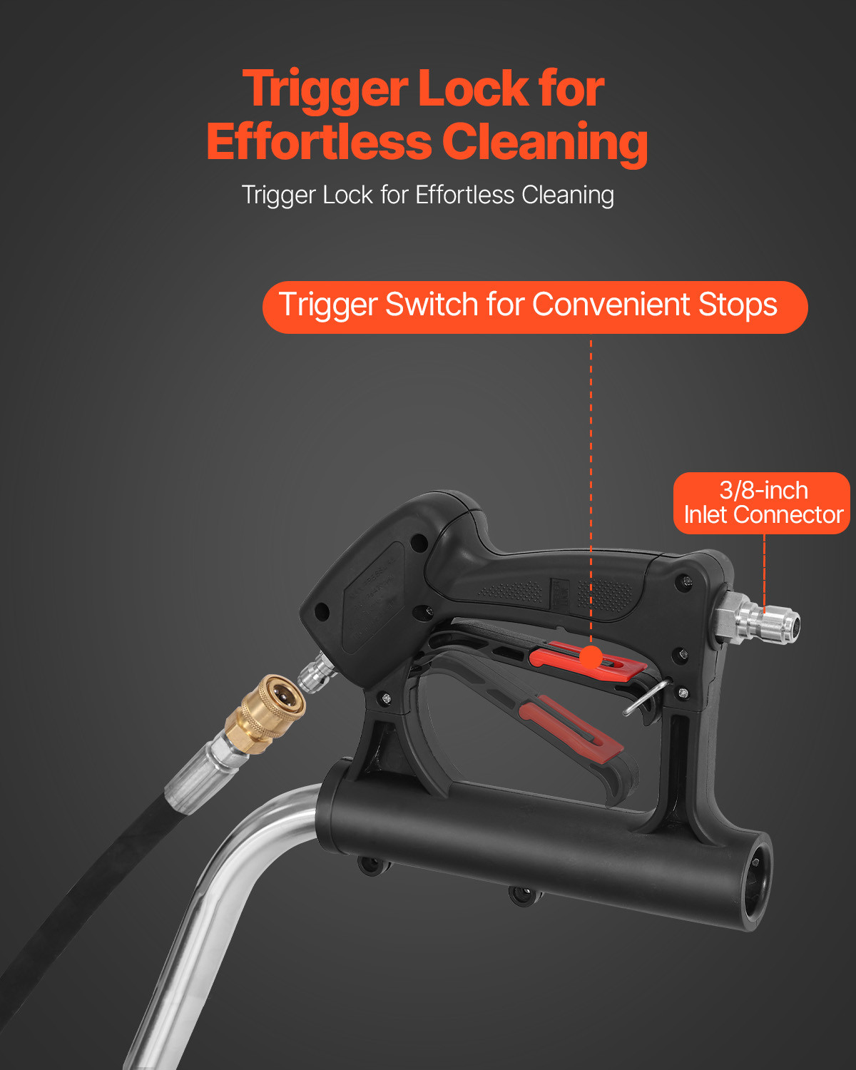 VEVOR 21″ Pressure Washer Surface Cleaner 4 Wheels Dual Handle 4500 Max PSI