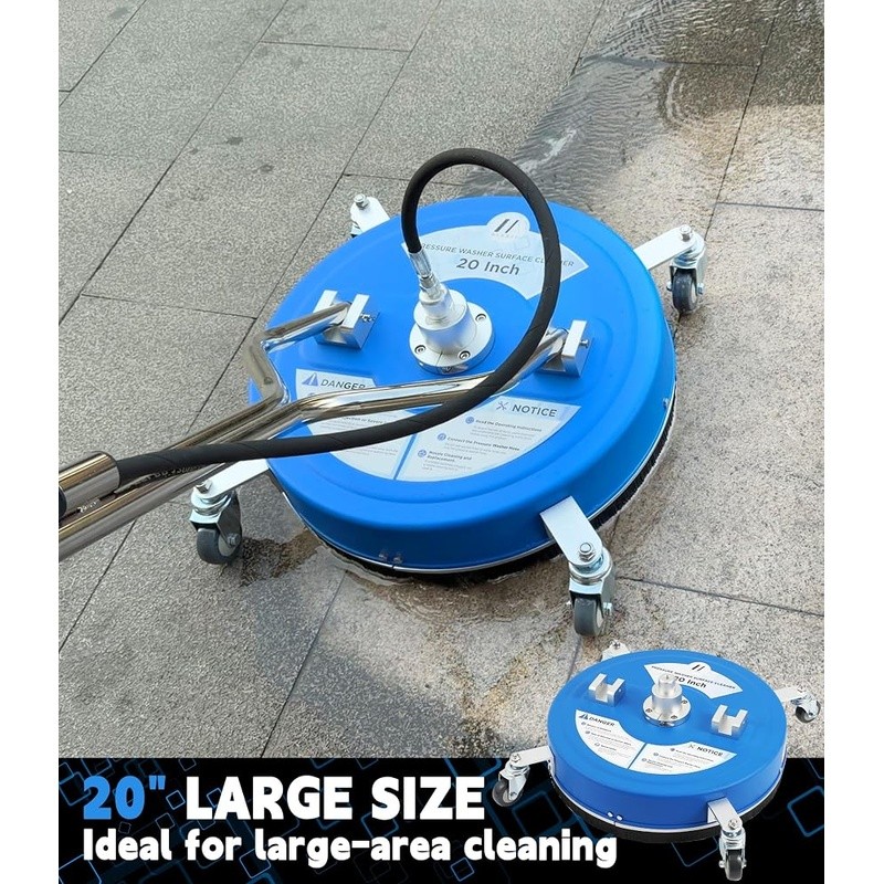 20in Pressure Washer Surface Cleaner Dual Nozzles Lock Trigger 360° Wheels New