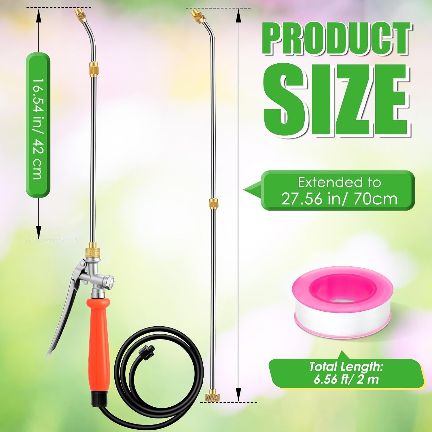 Retractable Stainless Steel Sprayer Wand with Hose and Locking Switch Function