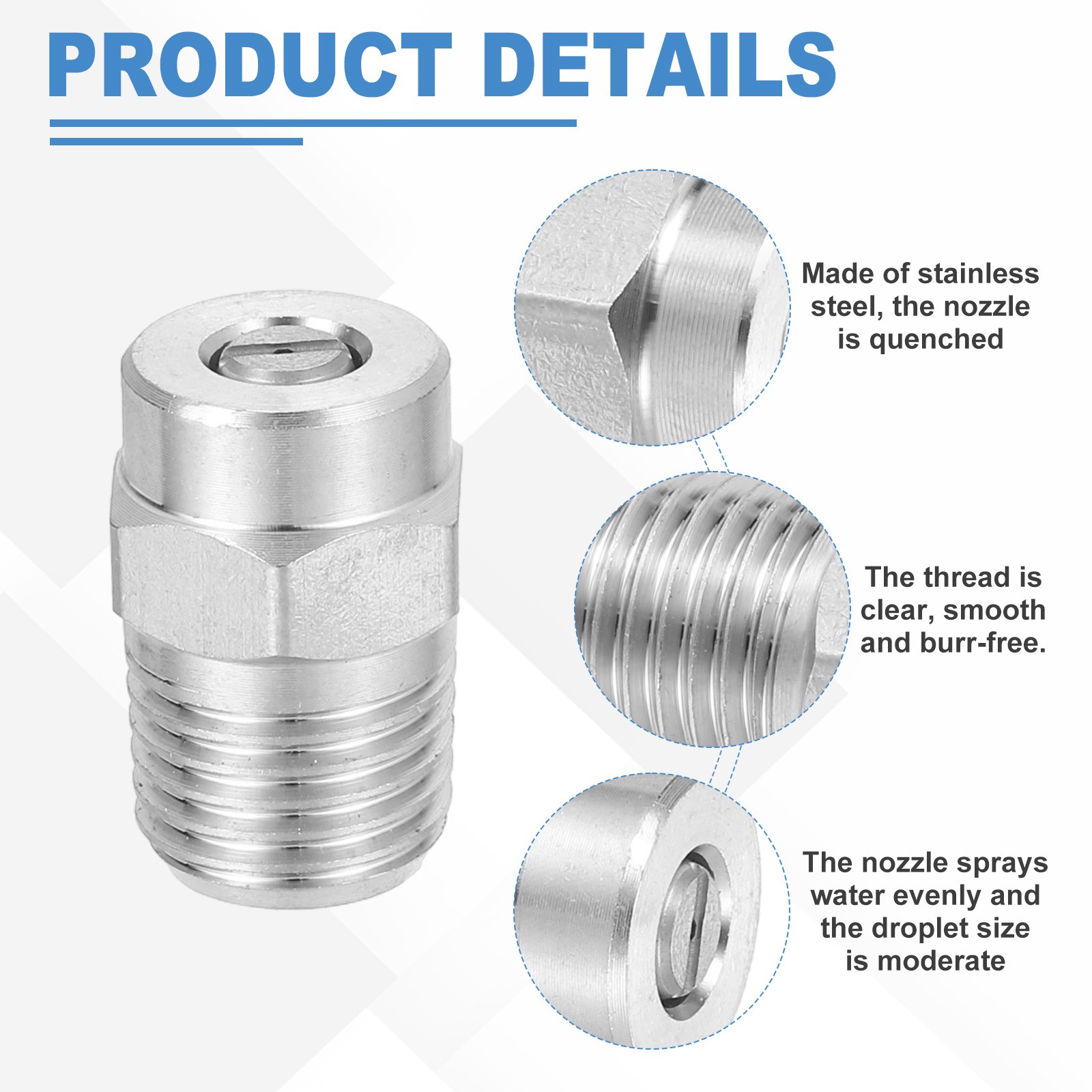 Surface Cleaners Tips Thread Nozzle, 1/4 Inch NPT Male, 040 Orifice, 25 Degree