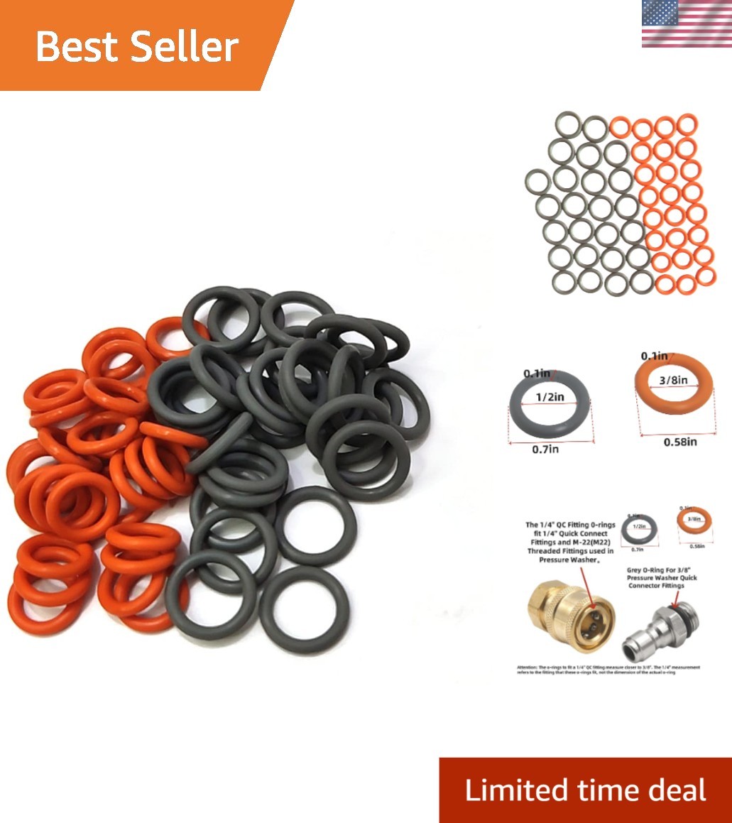 1/4″ & 3/8″ Pressure Washer QD Colored O-Rings 1/4”&3/8”25+25 50 Pack （Red+…