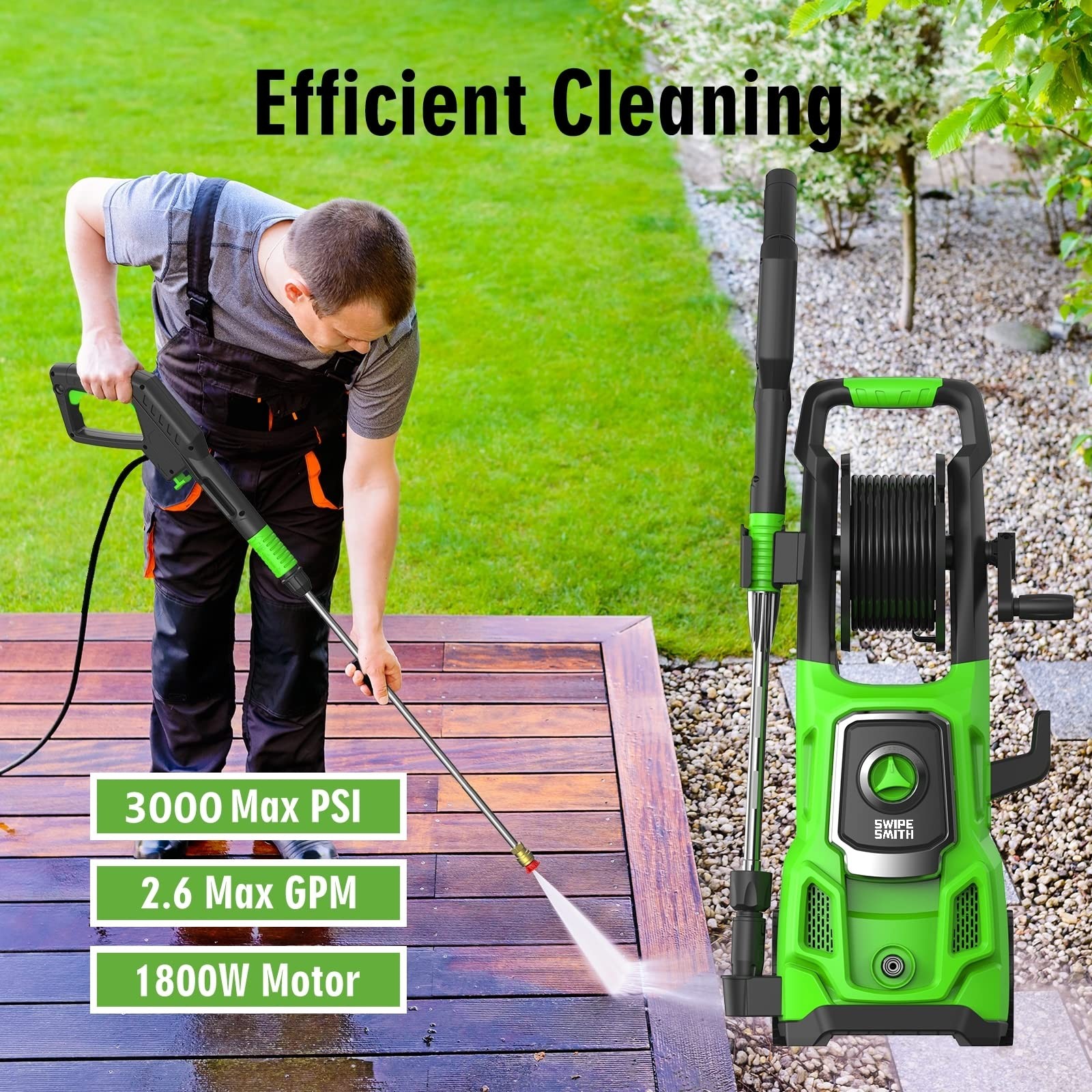 Electric Pressure Washer, SWIPESMITH 3500 Max PSI, 2.6 GPM Power Washer Machi…