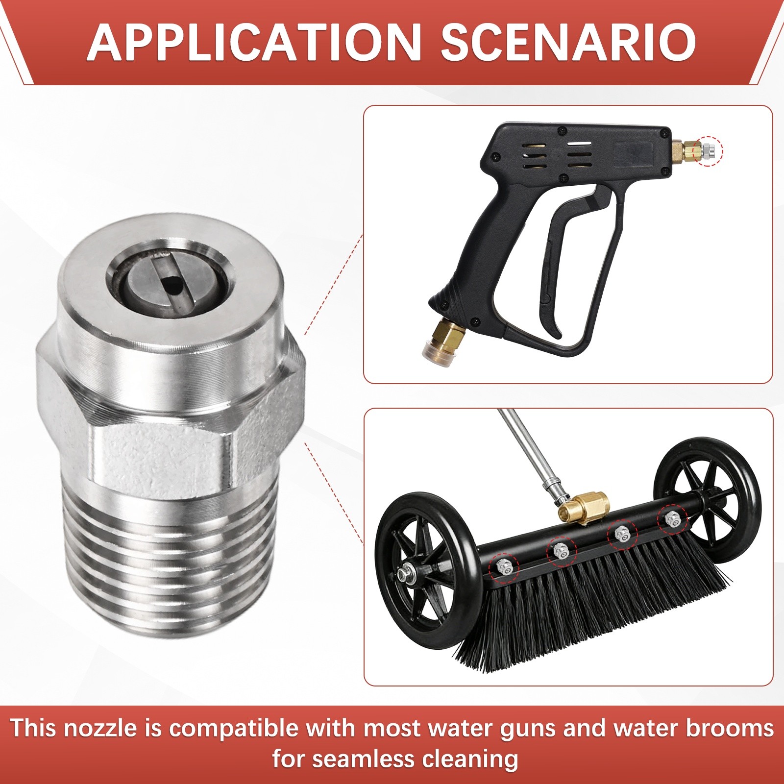 Surface Cleaning Tip 1/4″ NPT 25° [6PCS] – 1,382MM Pressure Washer Nozzle