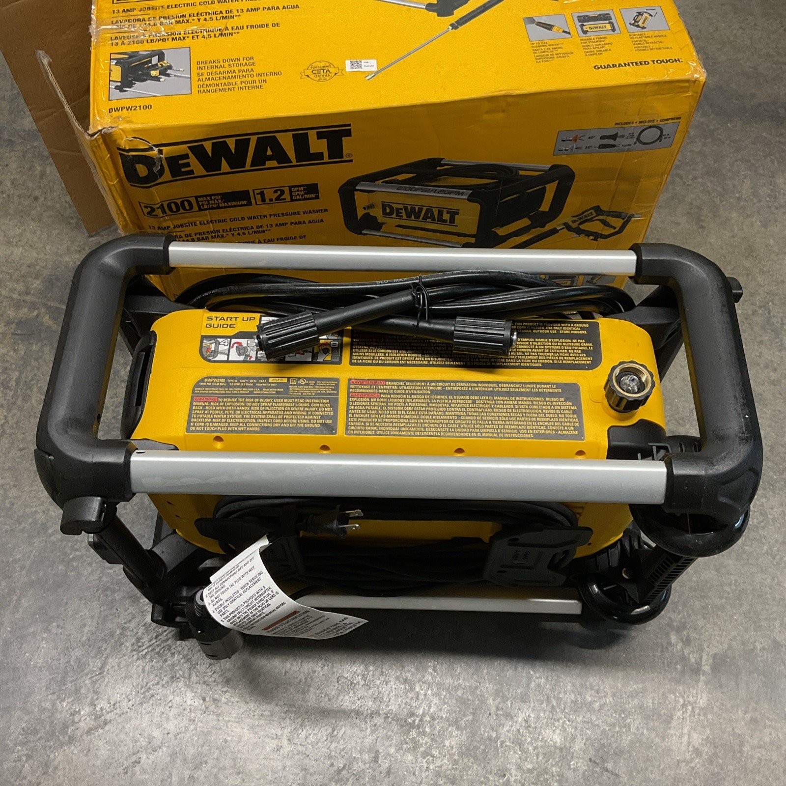 DeWalt DWPW2100 2100 PSI 1.2 GPM Electric Cold Water Pressure Washer