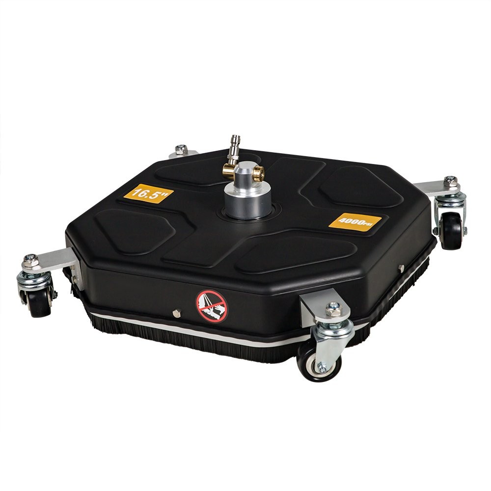 16″ Pressure Washer Surface Cleaner with 4 Wheels + 2 Extension Wands Black