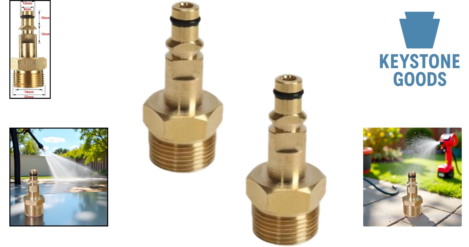 2-Pack Gold M22 Pressure Washer Hose Adapters Quick Connect for K Series