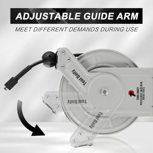 Tool Daily 60ft Pressure Washer Hose Reel 3600 PSI Auto Rewind