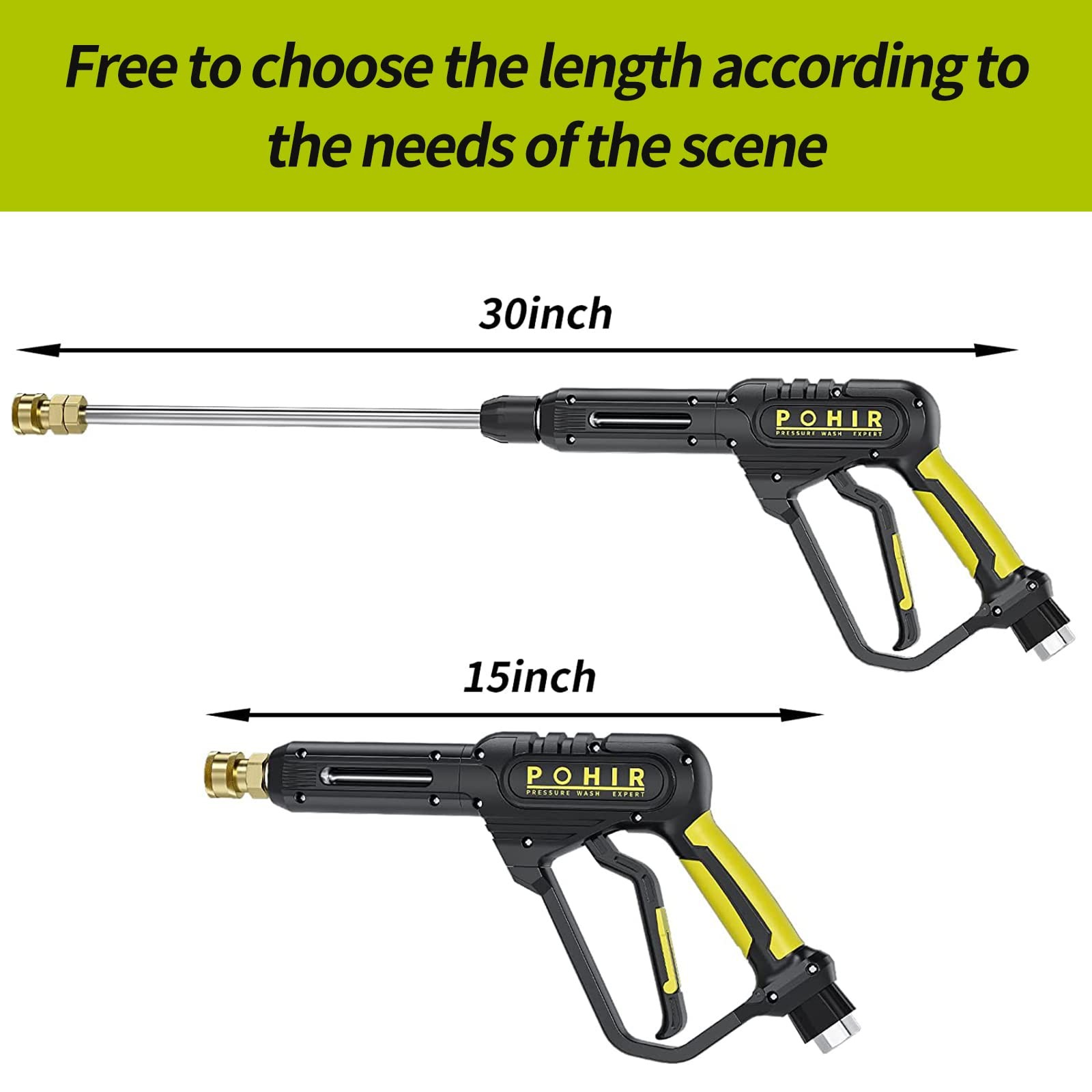 Pressure Washer Gun and Hose 3600 PSI, Pressure Washer Hose 50ft and Gun, 3/8 Qu