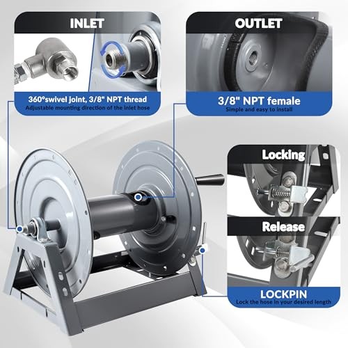 FIXFANS Pressure Washer Hose Reel 300FT 3/8 Inch Manual