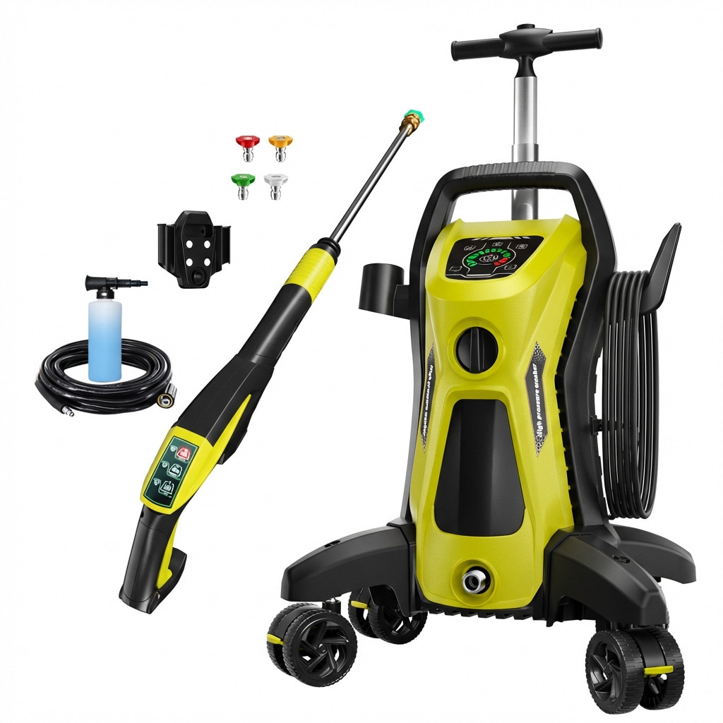 Pressure Washer 4500PSI 3.9GPM, 15-Level Touch, 4 Wheels, 4 Nozzles, for Car