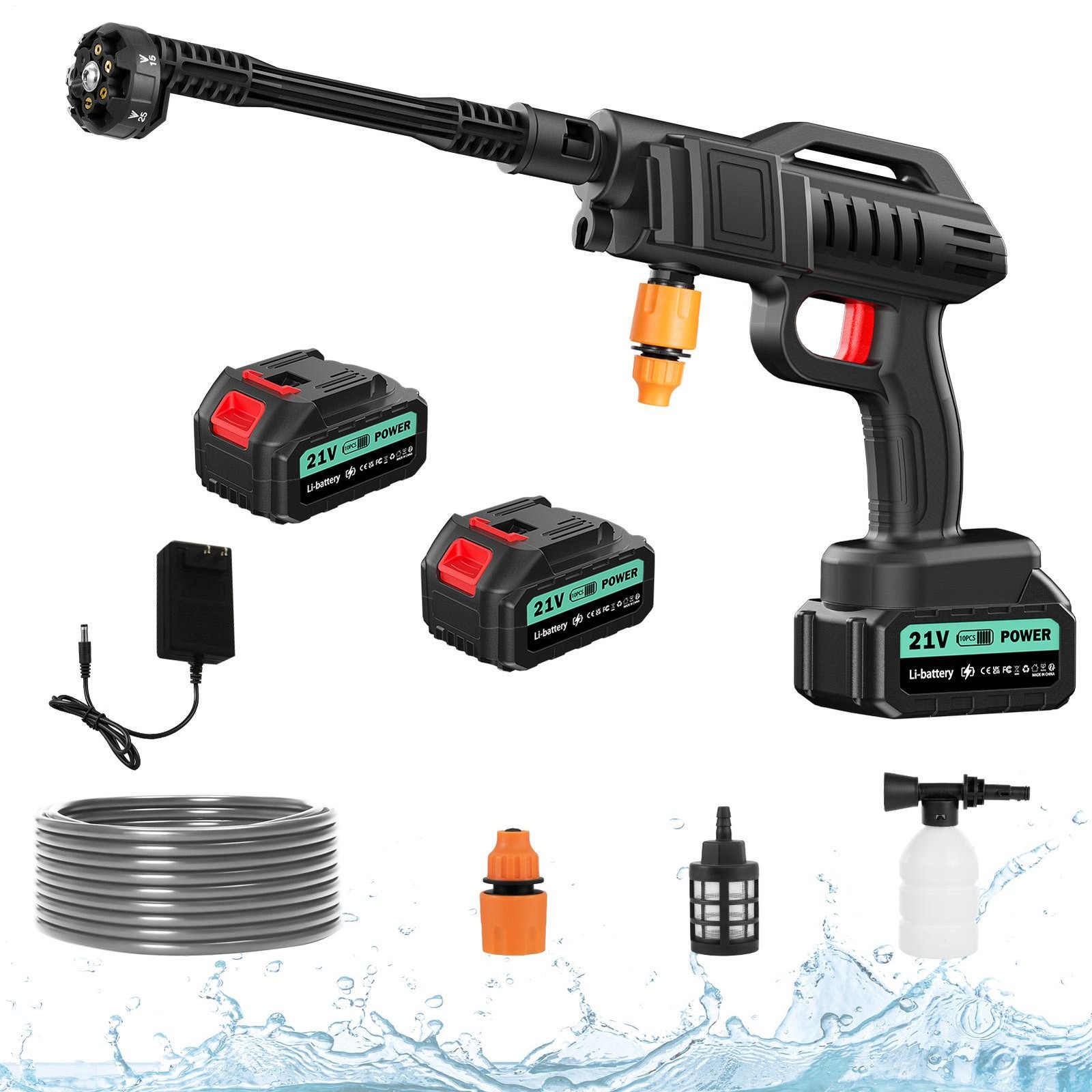 Portable Cordless Electric High Pressure Water Spray Gun Car Washer Cleaner Tool