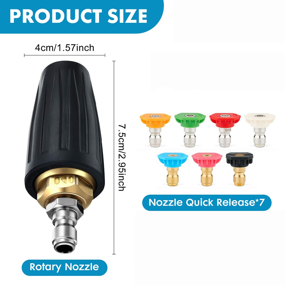 4.0GPM High Pressure Washer Rotating Turbo Nozzle Spray Tip 4000PSI 1/4″ Quick^