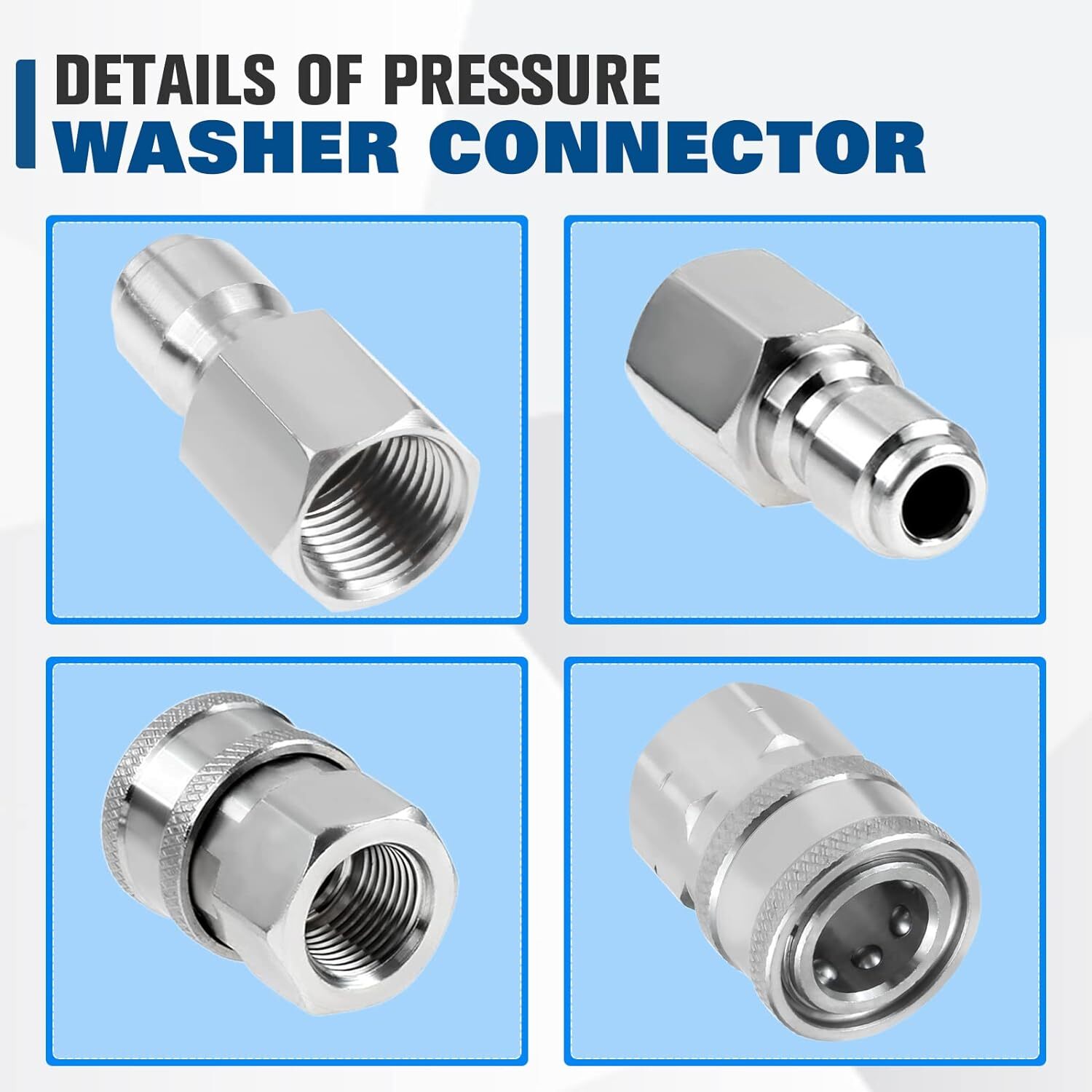 4Pcs NPT 3/8 Inch Stainless Steel Male And Female Quick Connector Kit Pressure