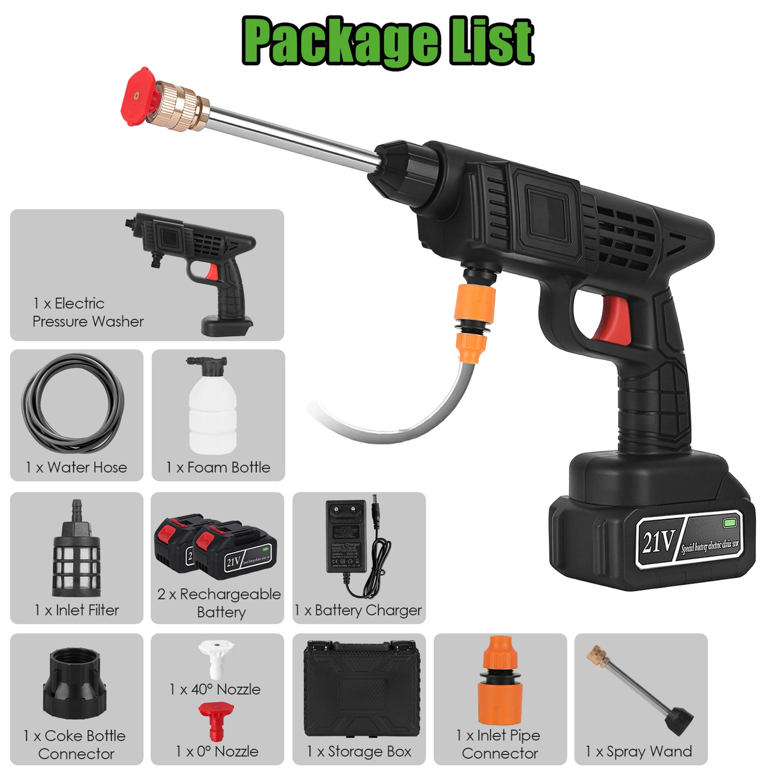Cordless Pressure Washer Portable Electric Power Dual Nuzzal Fast Shipping